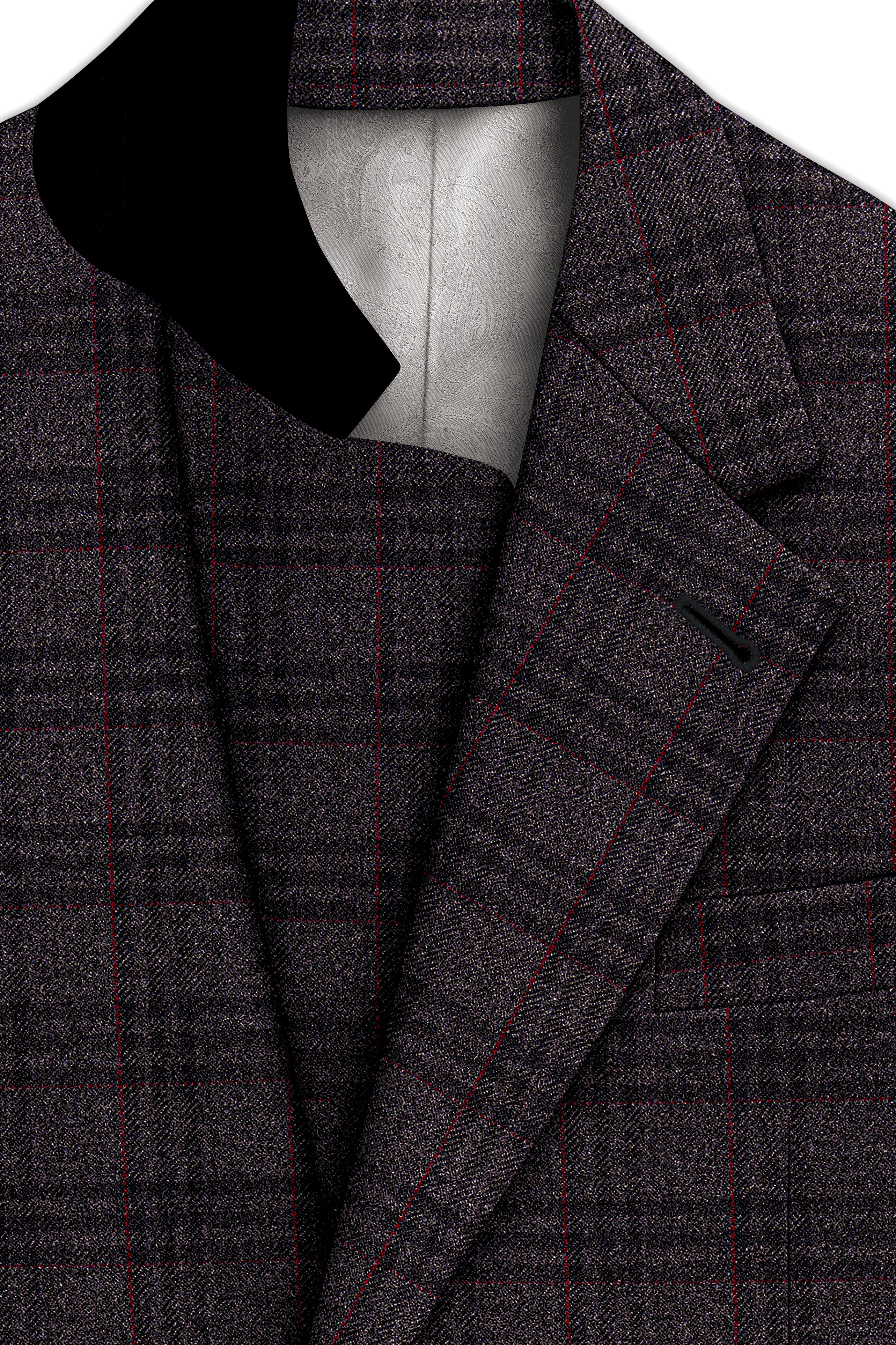 Velours-Ship Gray Plaid Tweed Single Breasted Sports Blazers