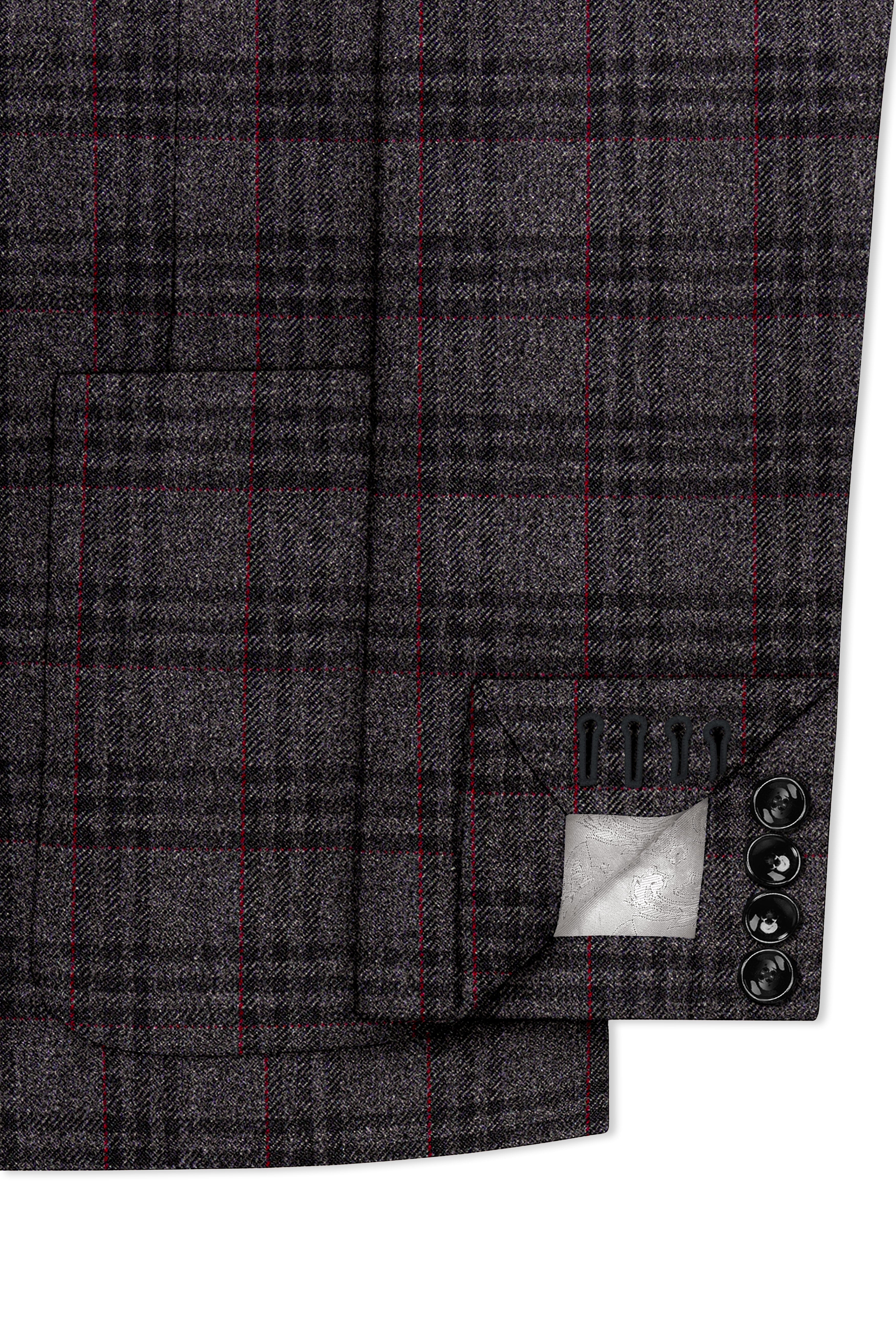Velours-Ship Gray Plaid Tweed Single Breasted Sports Blazers