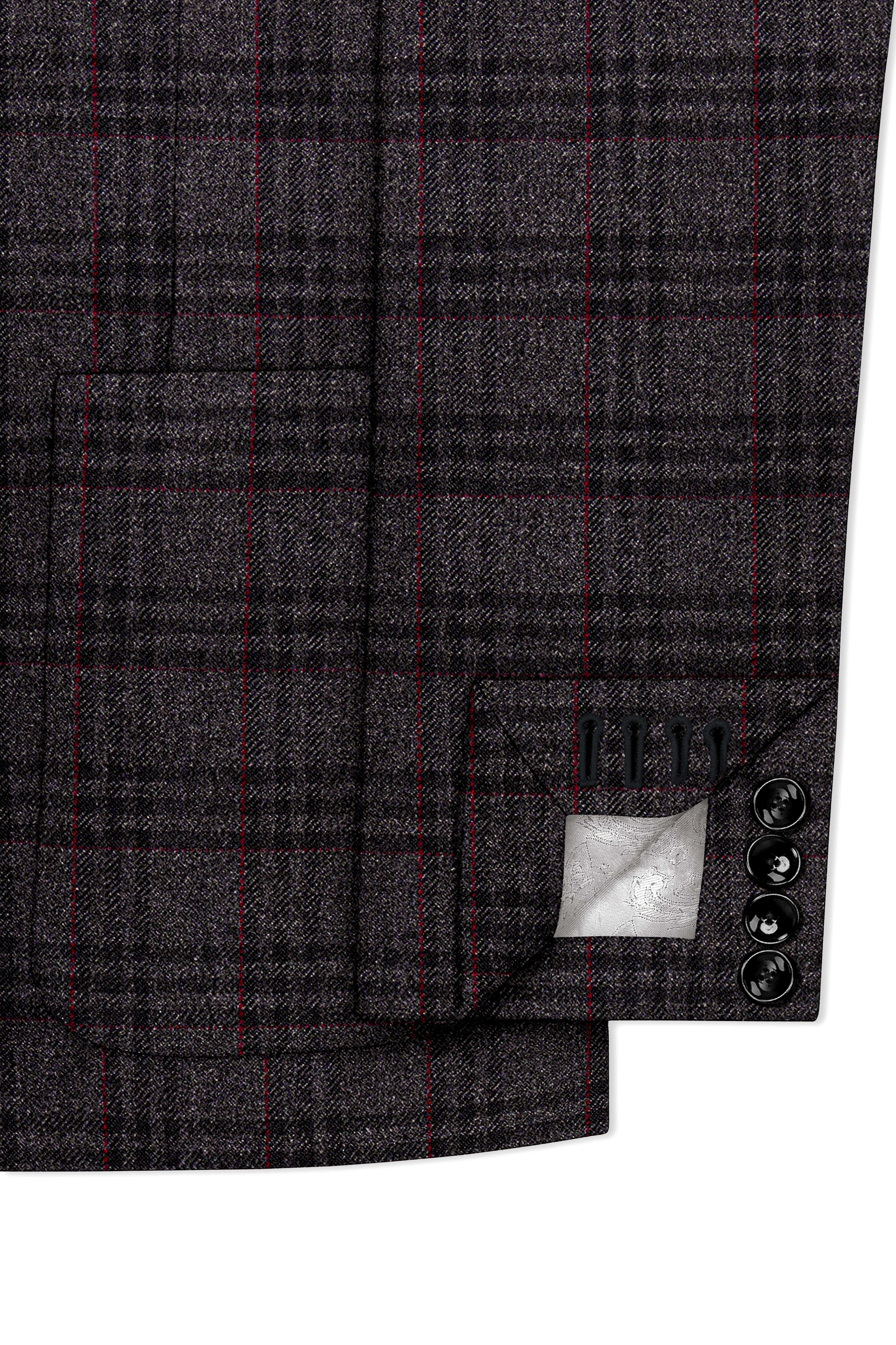 Velours-Ship Gray Plaid Tweed Single Breasted Sports Blazers