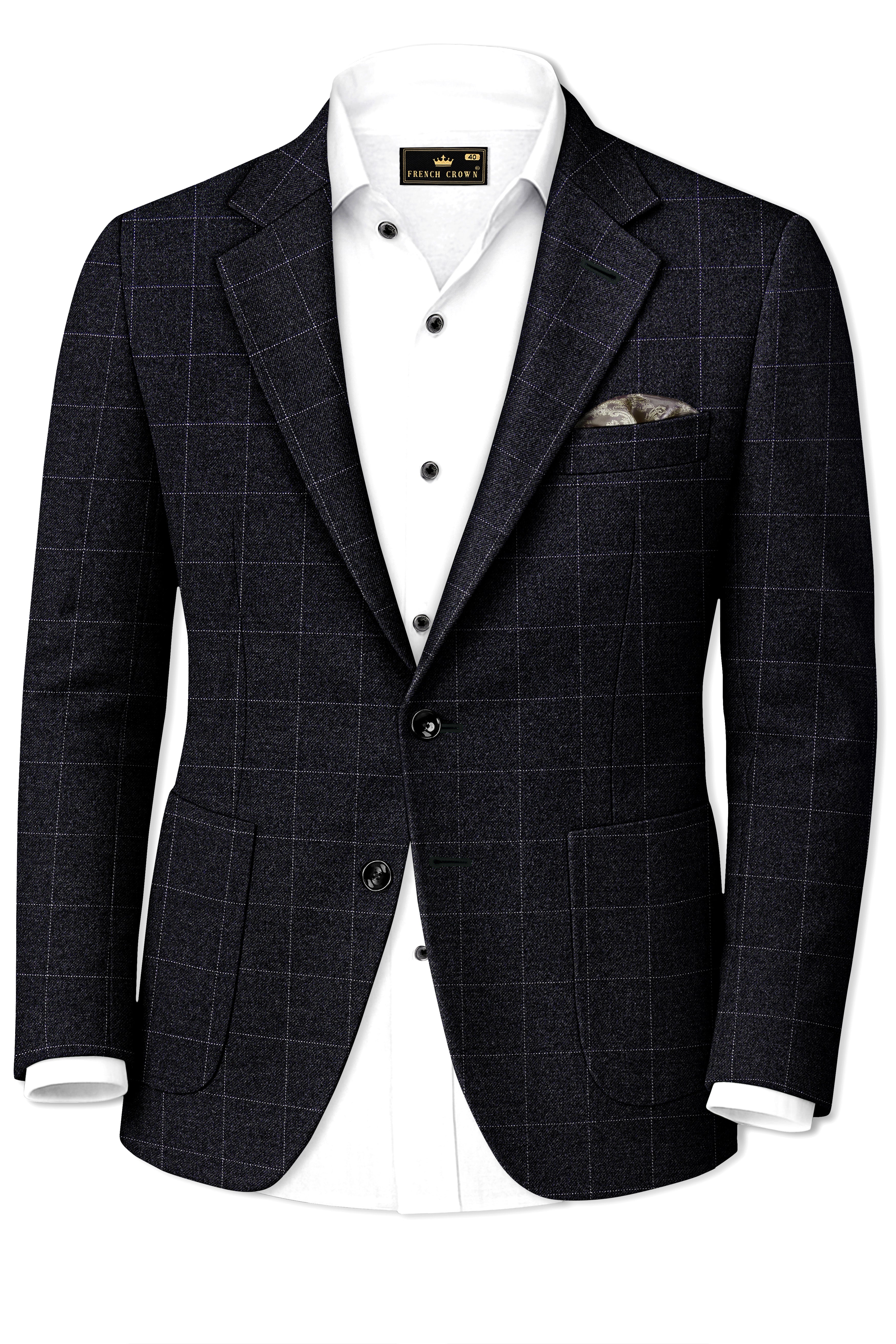 Fenrir-Shark Gray windowpane Tweed Single Breasted Sports Blazers