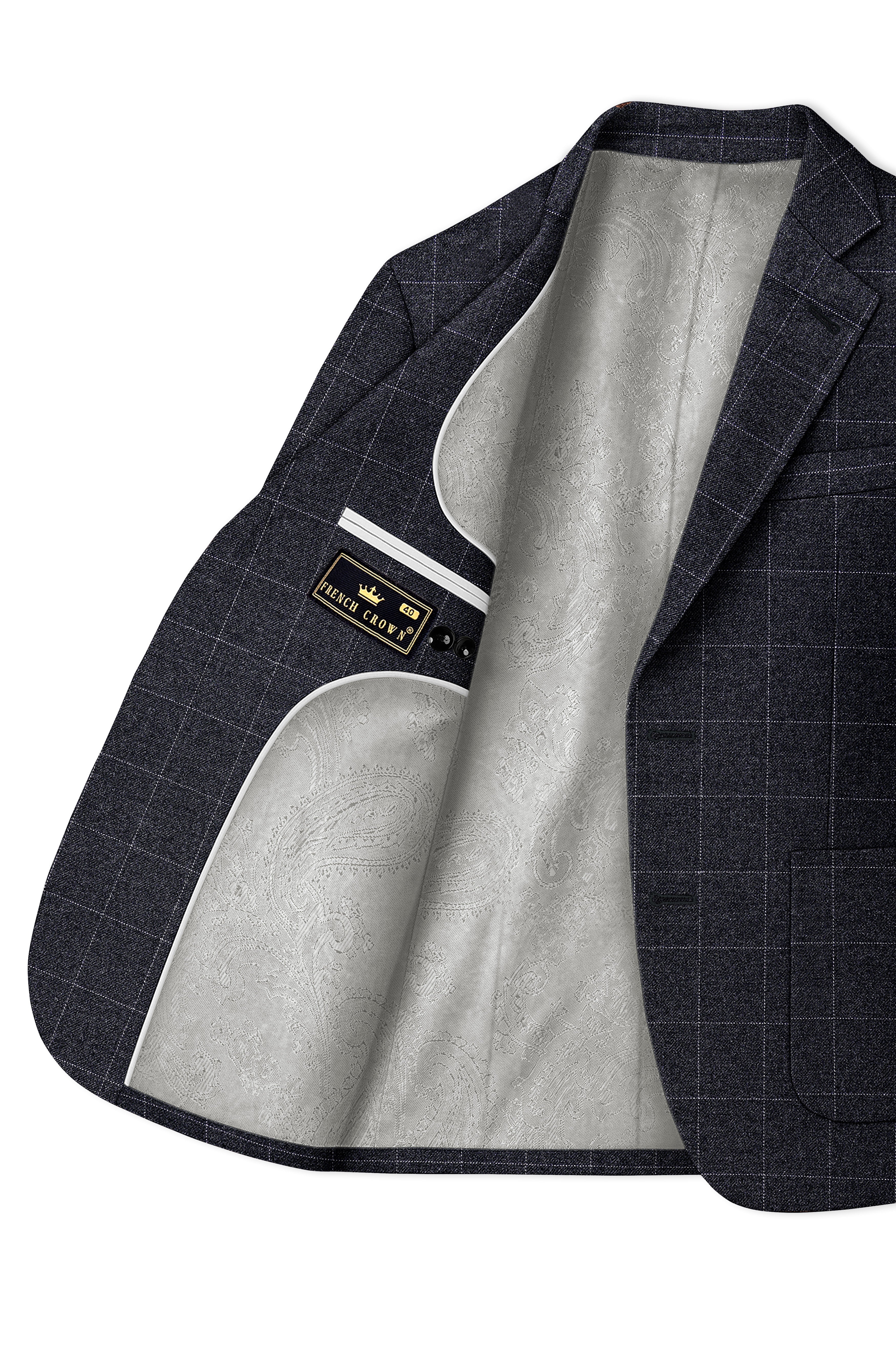 Fenrir-Shark Gray windowpane Tweed Single Breasted Sports Blazers
