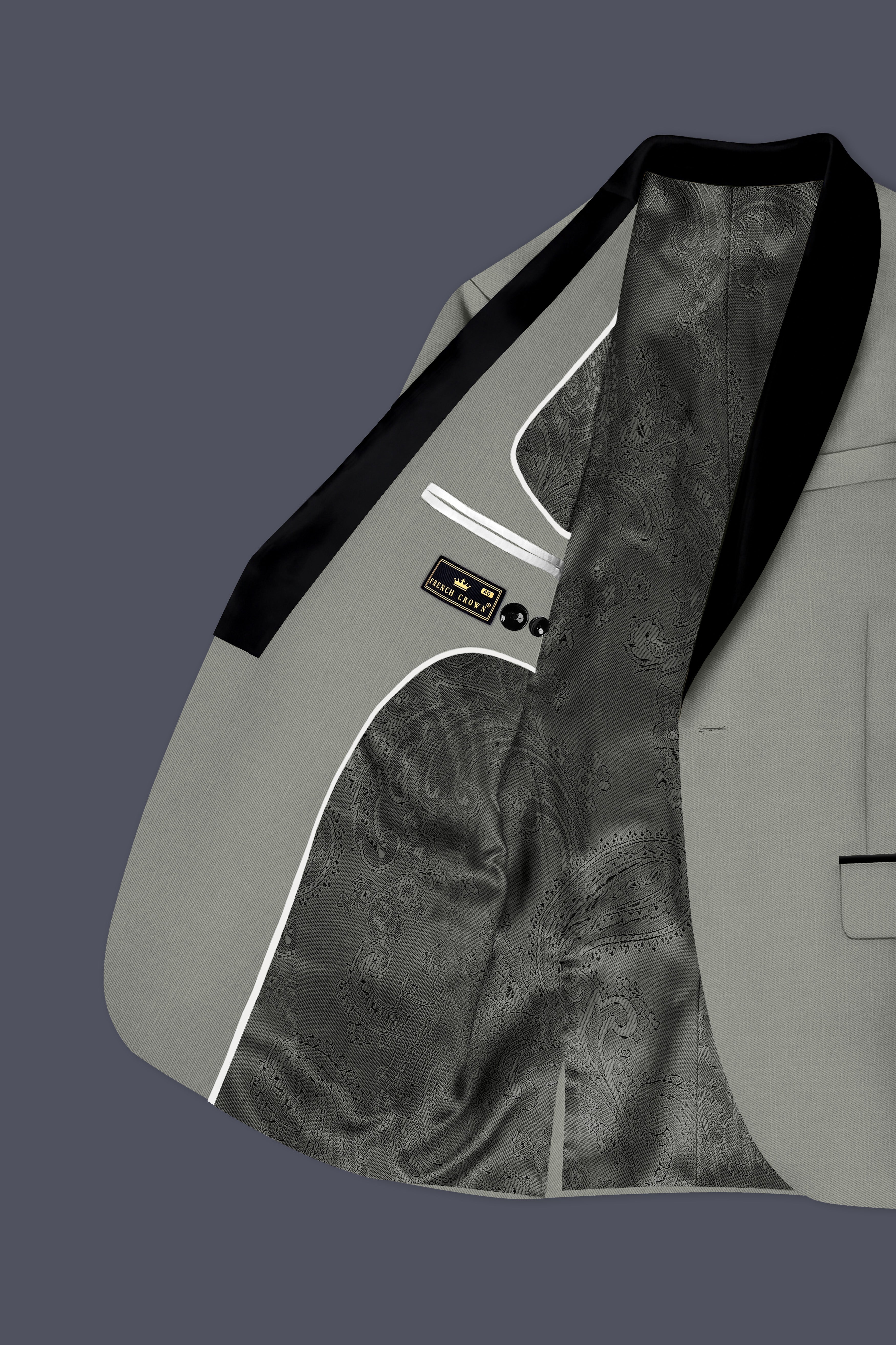 Verdure-Sage Green Wool Rich Tuxedo Slight Stretch Blazers