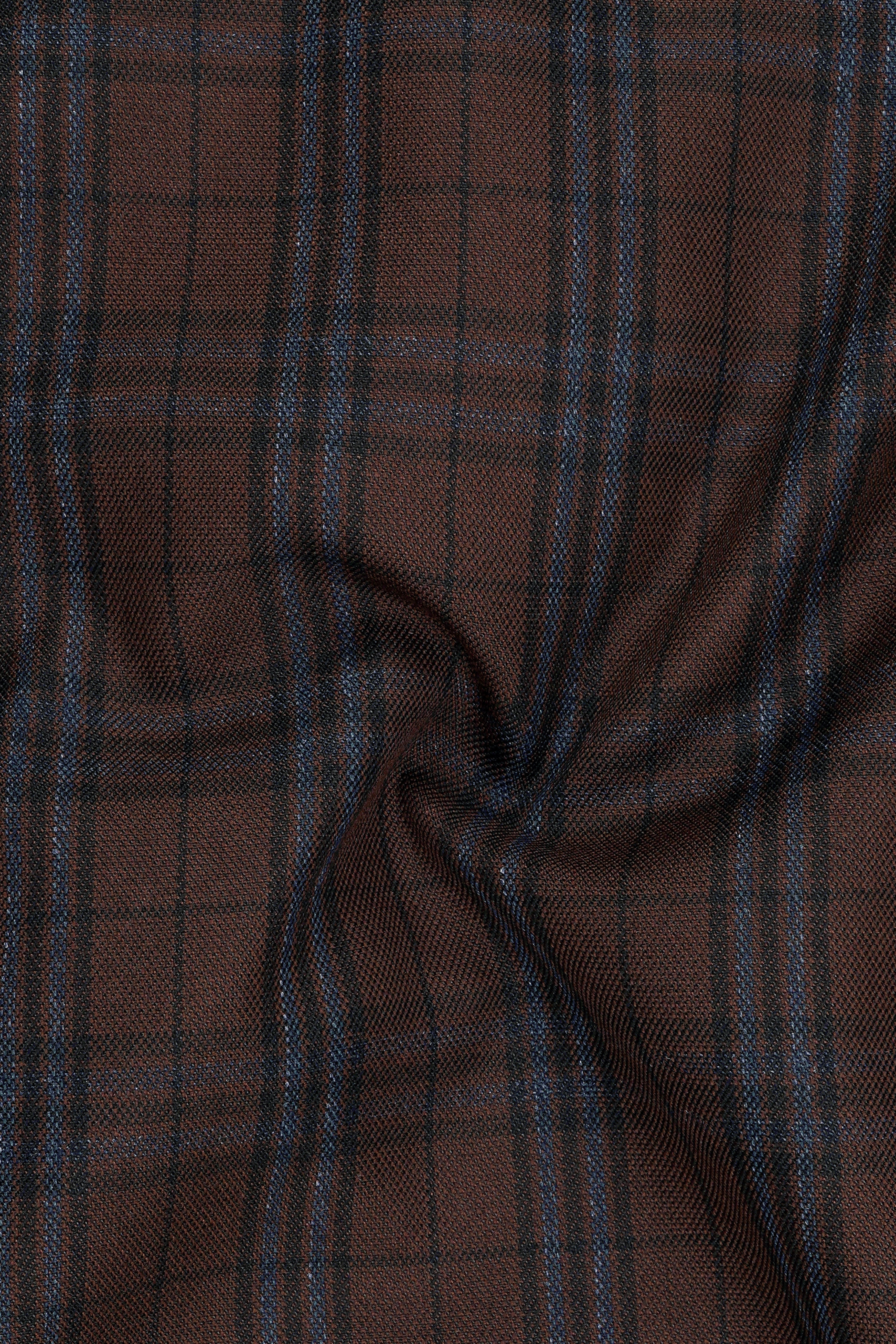Cedar-Gingerbread Brown Plaid Wool blend Double Brested Blazer