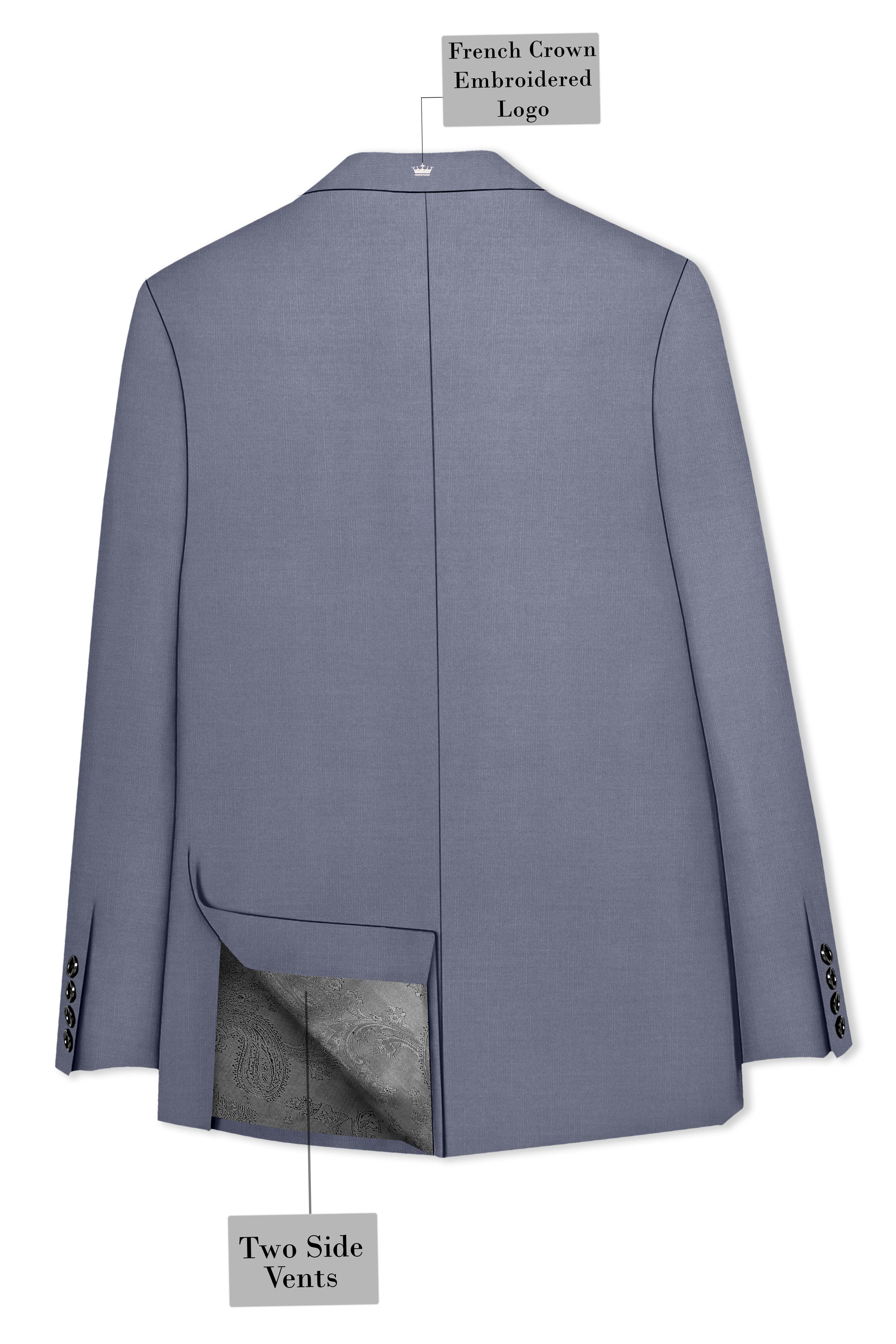 Grisoro-Storm Gray Wool Rich Slight Stretch Single Breasted Blazer