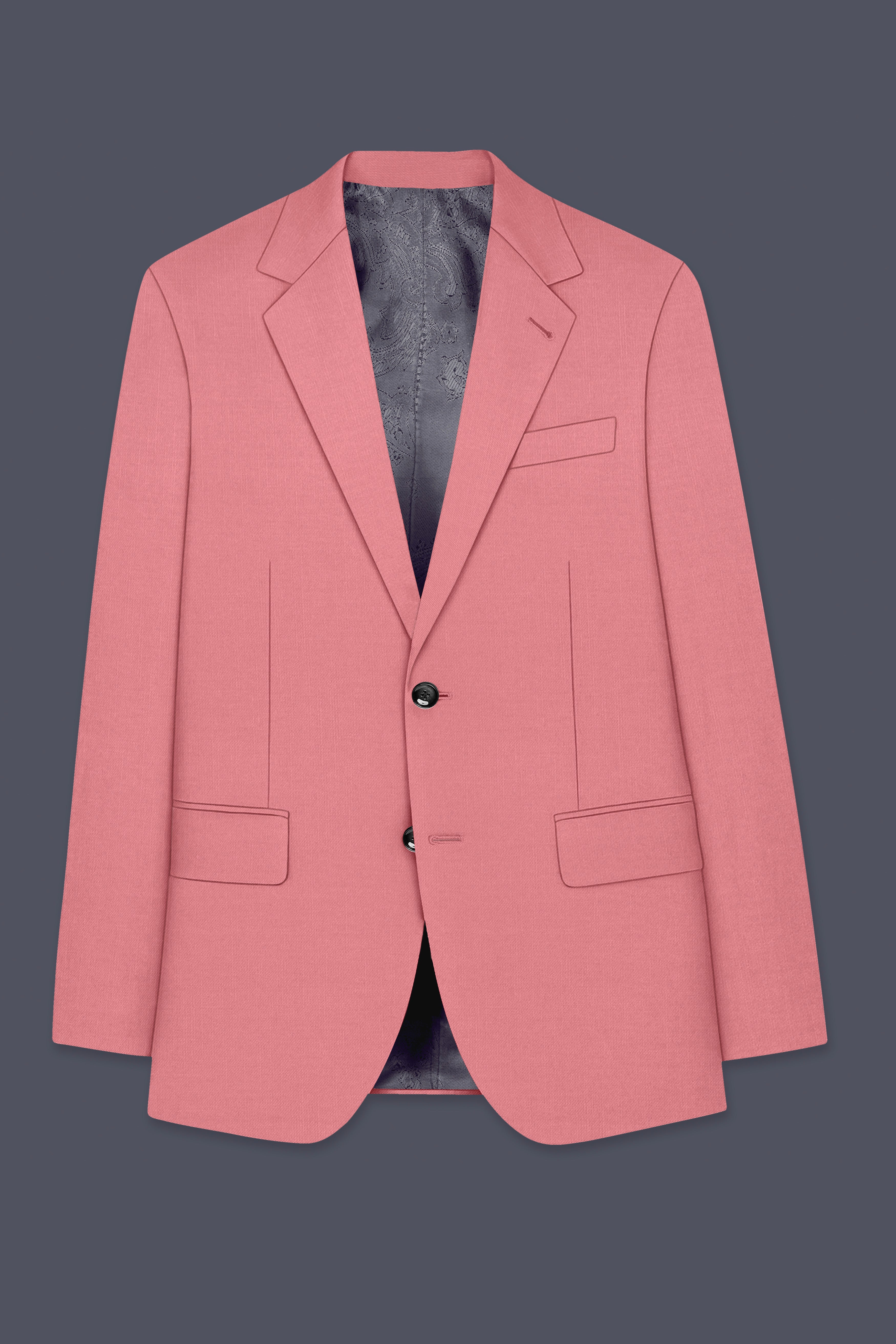 Solaro-Coral Orange Wool Rich Slight Stretch Single Breasted Blazer