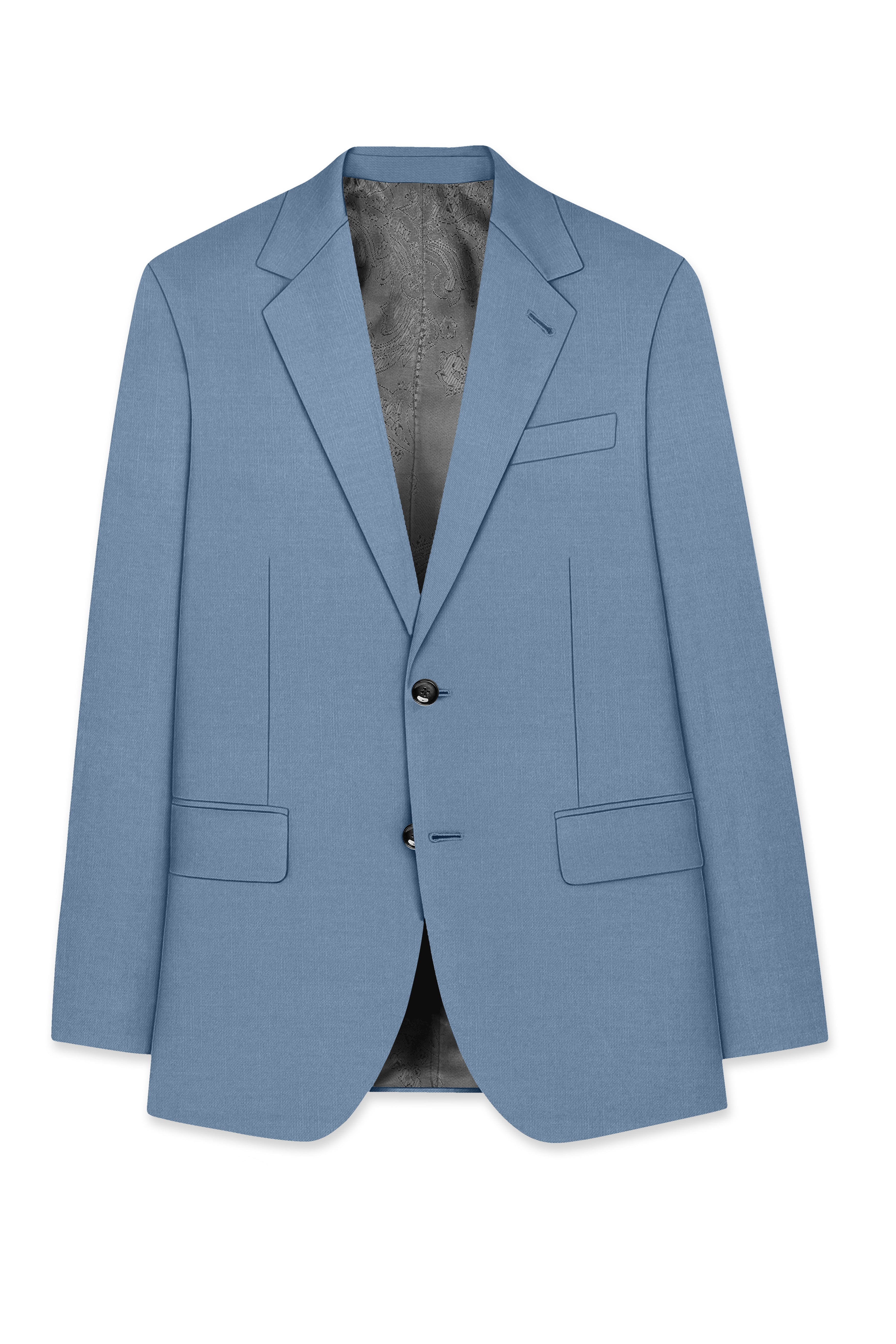 Celestor-Lynch Blue Wool Rich Slight Stretch Single Breasted Blazer