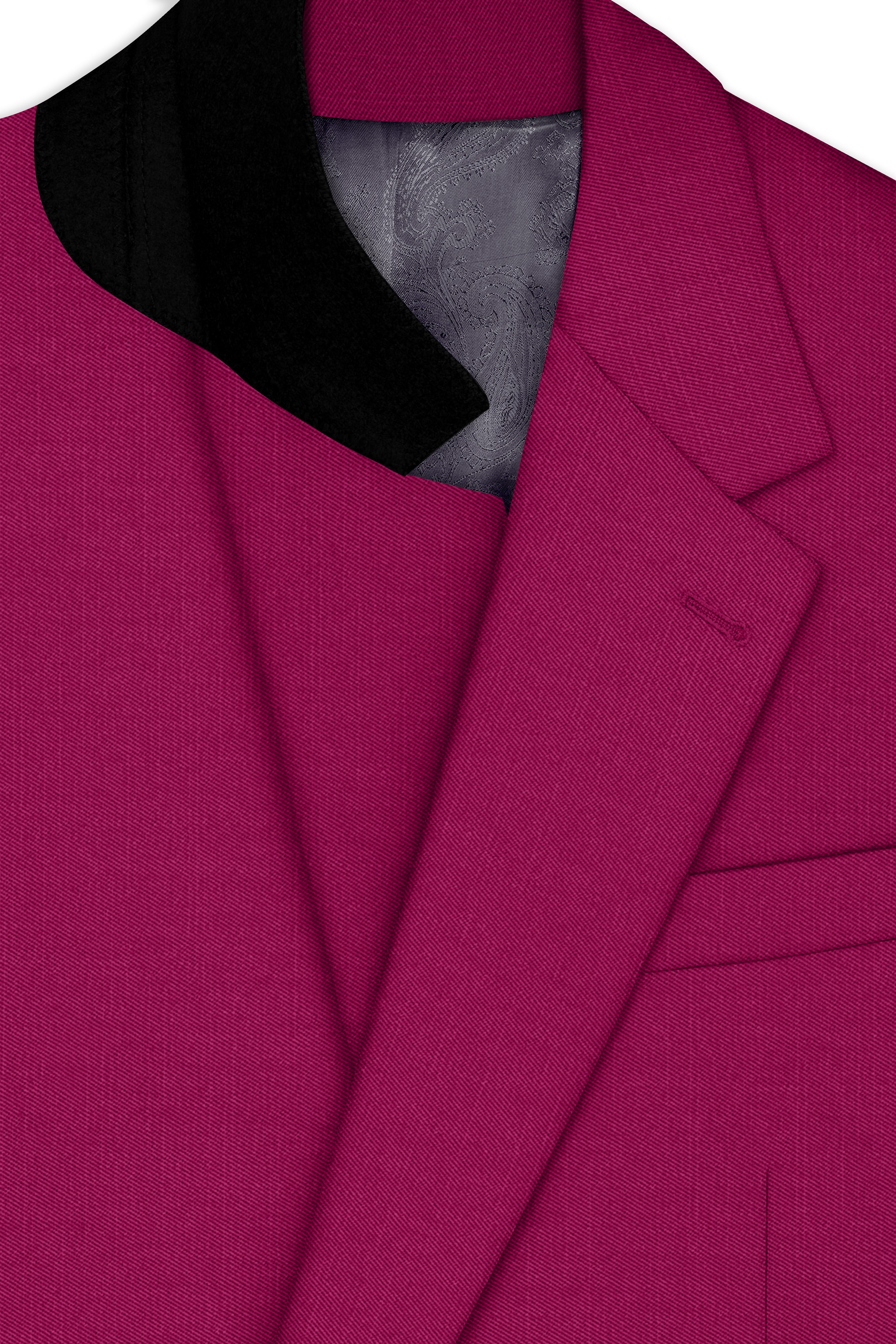 Orchid-Mulberry Pink Wool Rich Slight Stretch Single Breasted Blazer