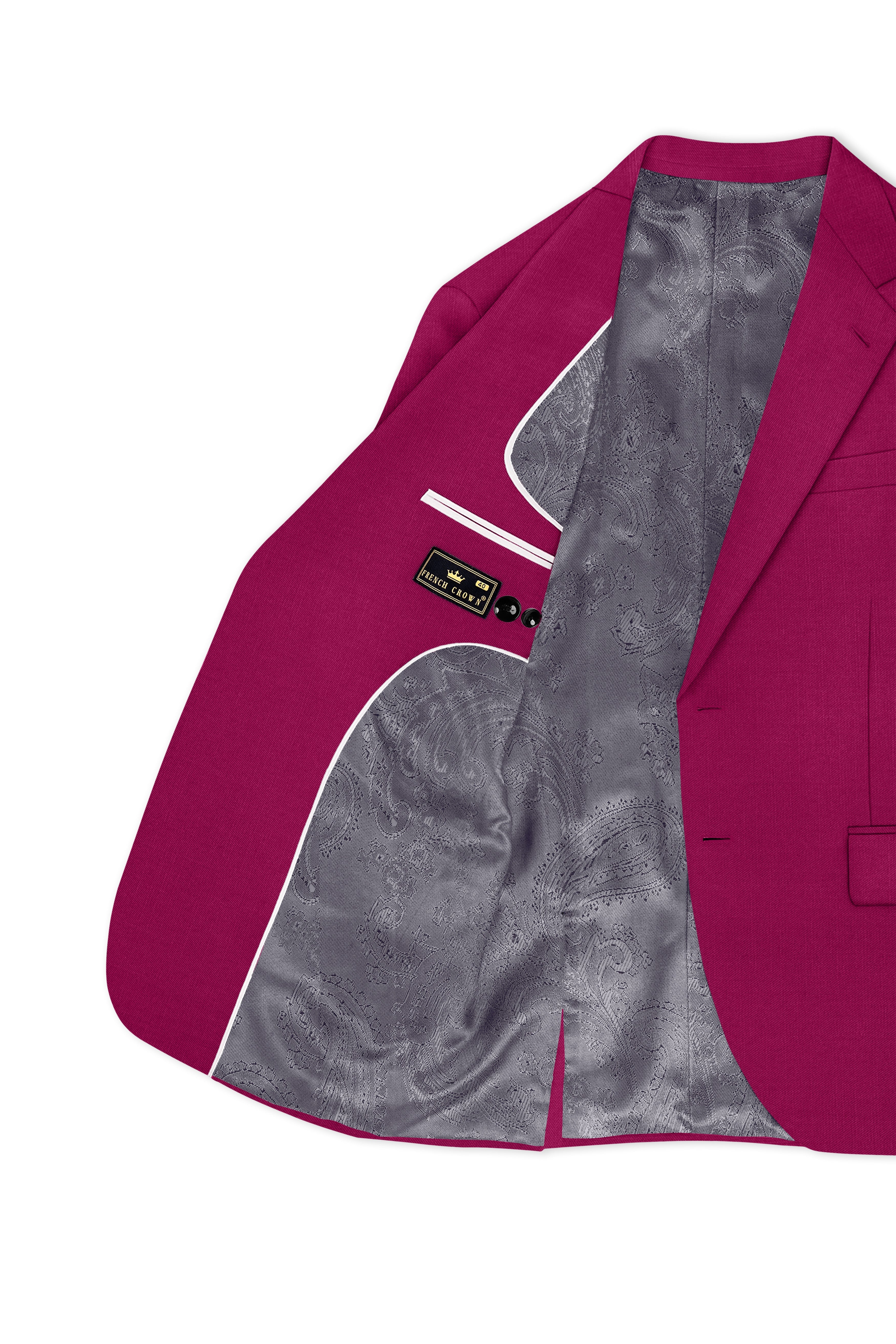 Orchid-Mulberry Pink Wool Rich Slight Stretch Single Breasted Blazer