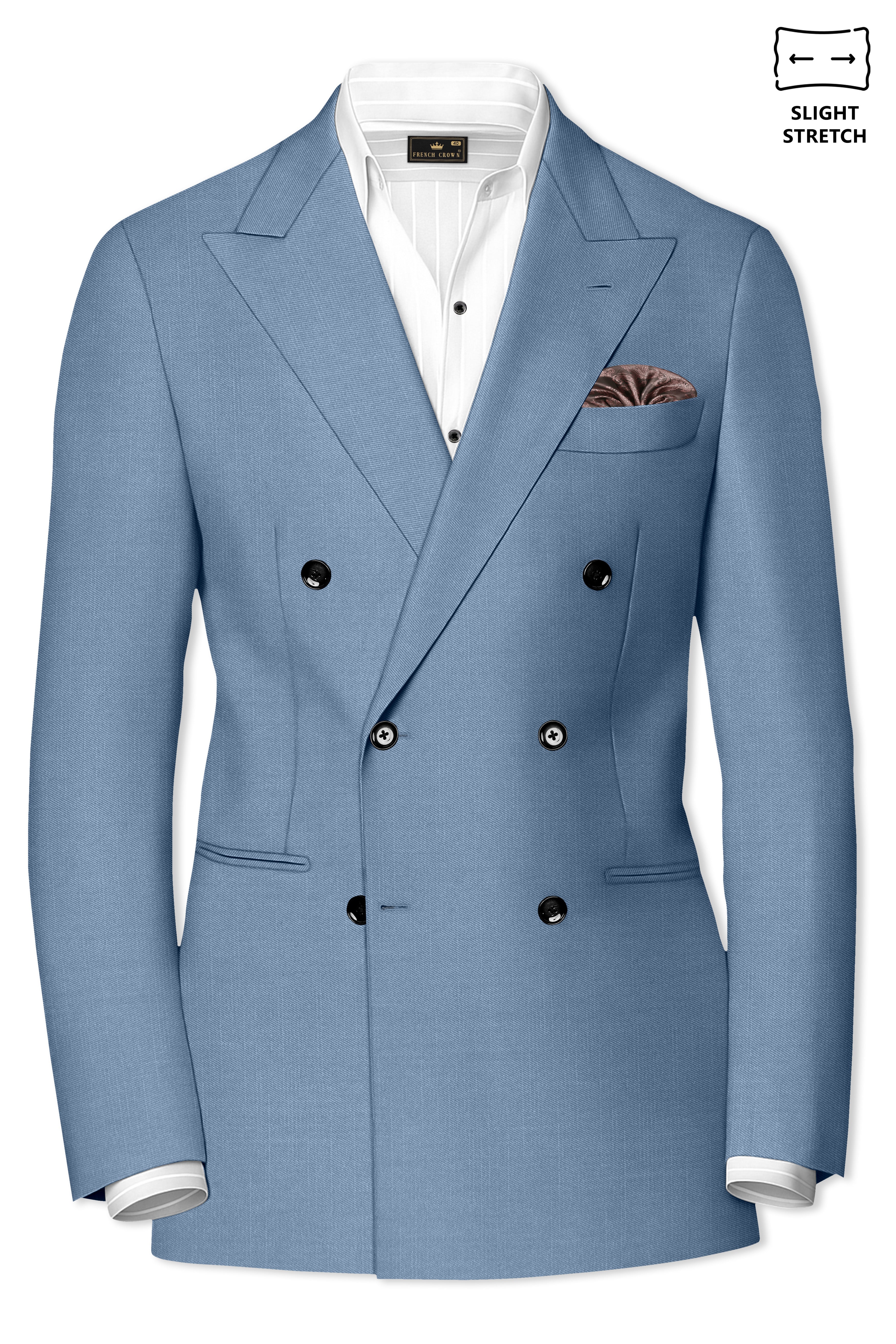 Celestor-Lynch Blue Wool Rich Slight Stretch Double Breasted Blazer