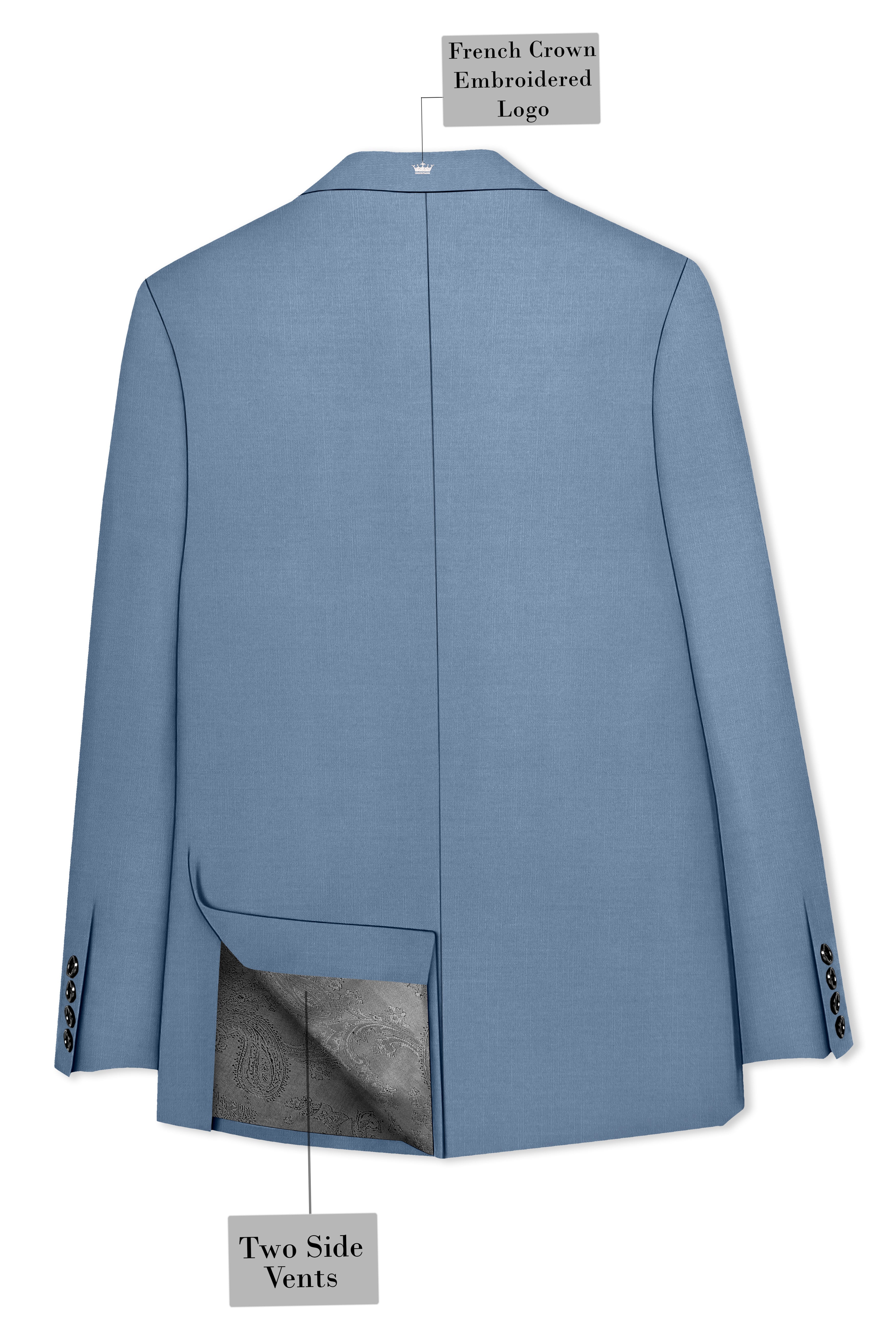 Celestor-Lynch Blue Wool Rich Slight Stretch Double Breasted Blazer