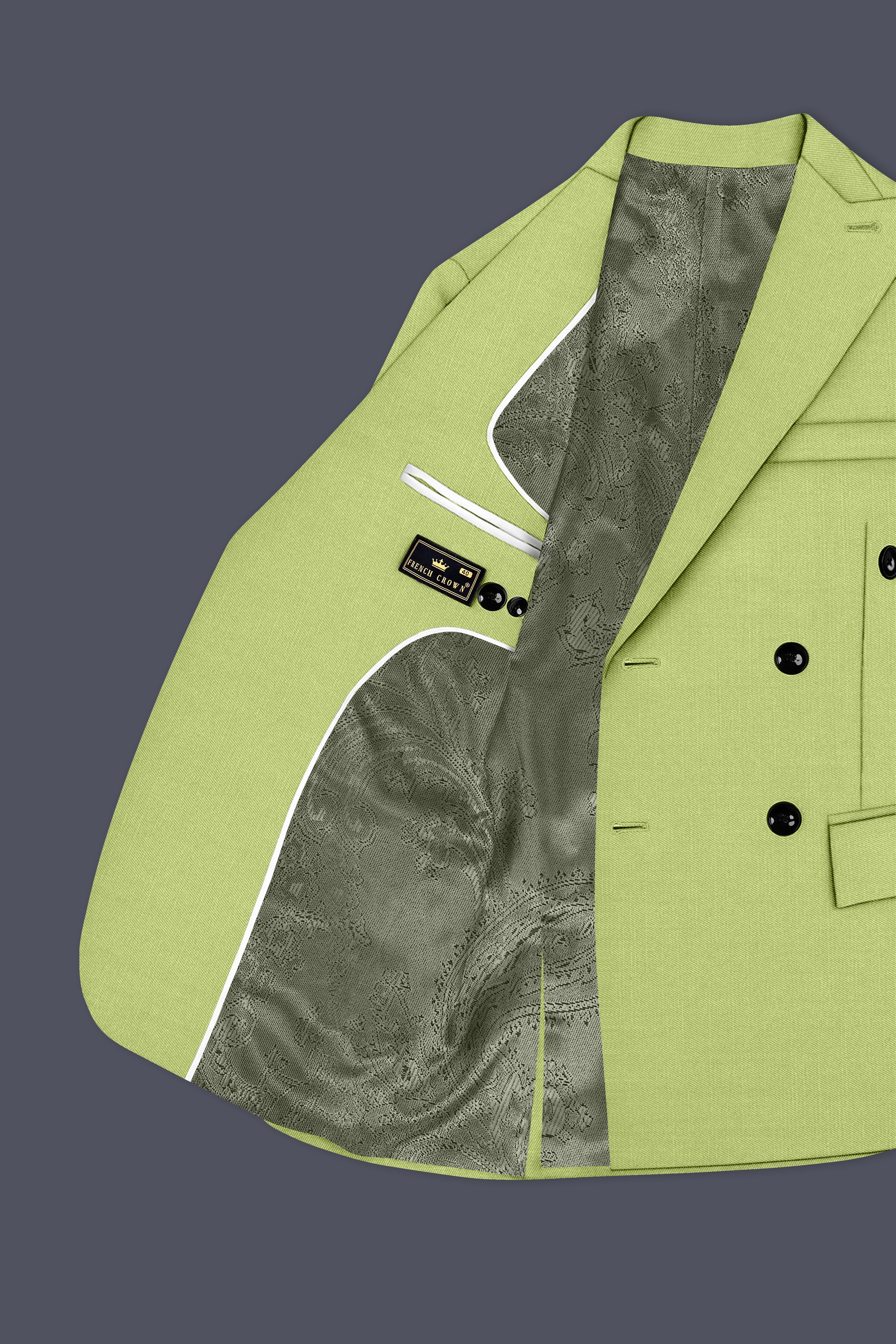 Ochre-Tan Yellow Wool Rich Slight Stretch Double Breasted Blazer