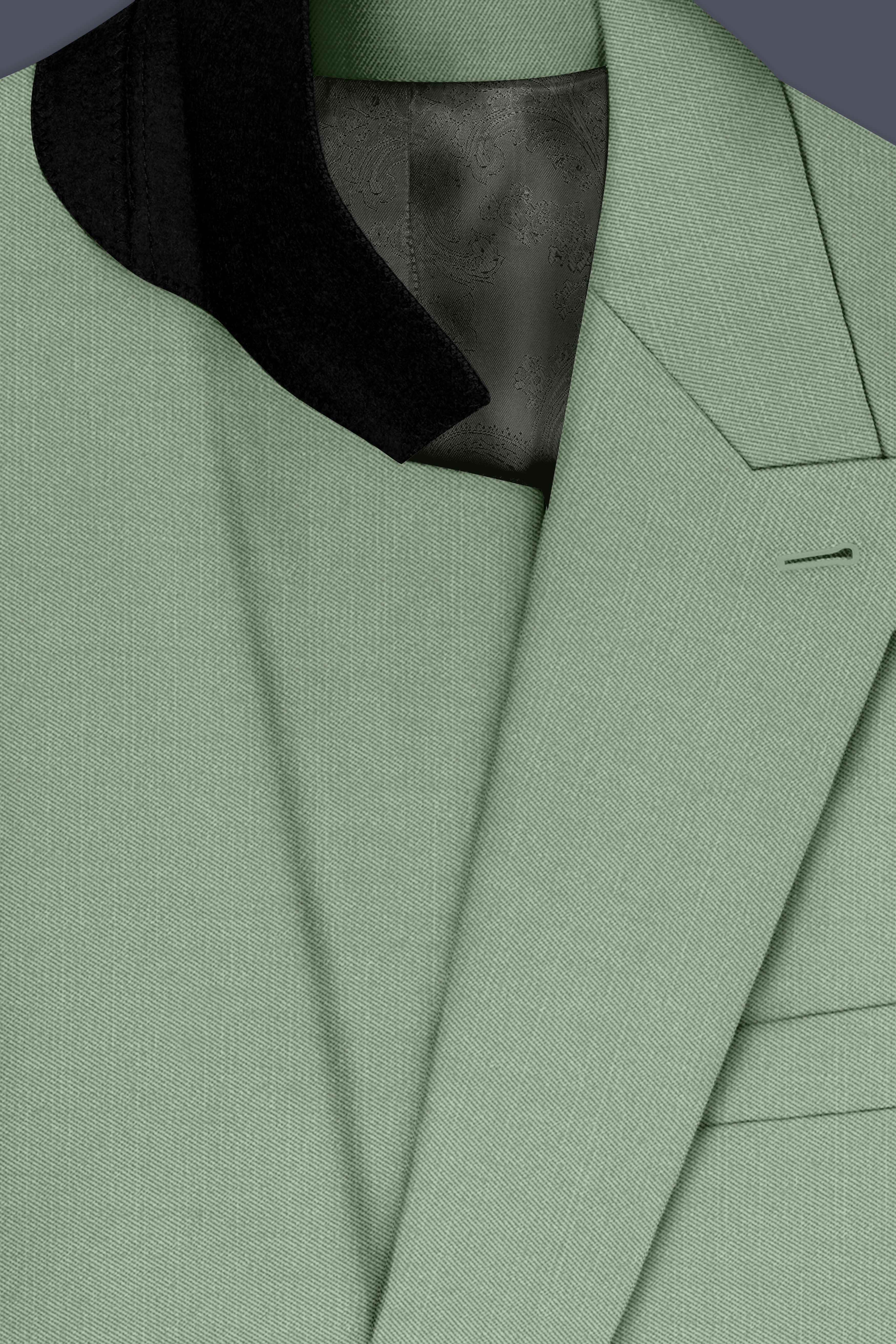 Basil-Spanish Green Wool Rich Slight Stretch Double Breasted Blazer