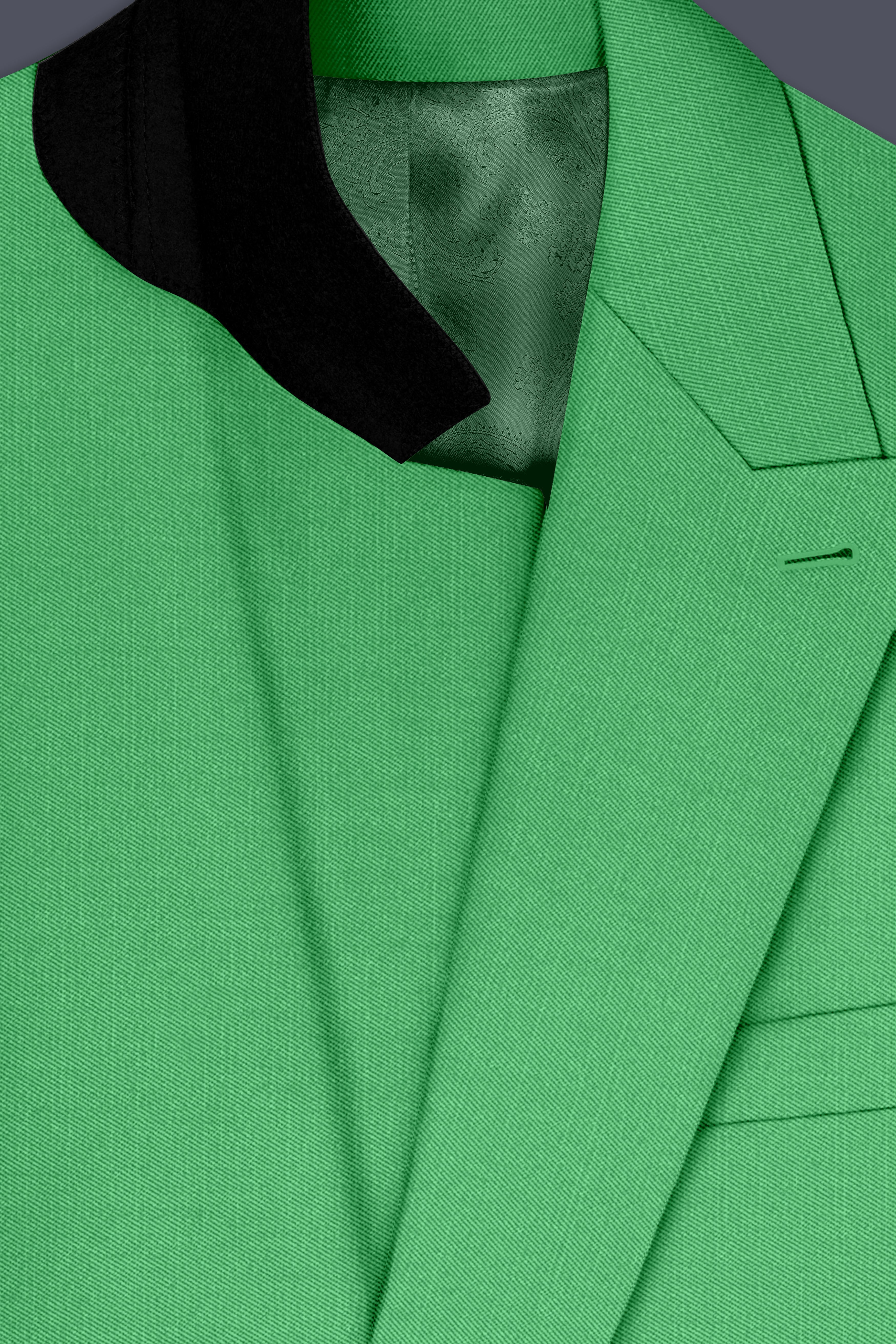 Baron-Chateau Green Wool Rich Slight Stretch Double Breasted Blazer