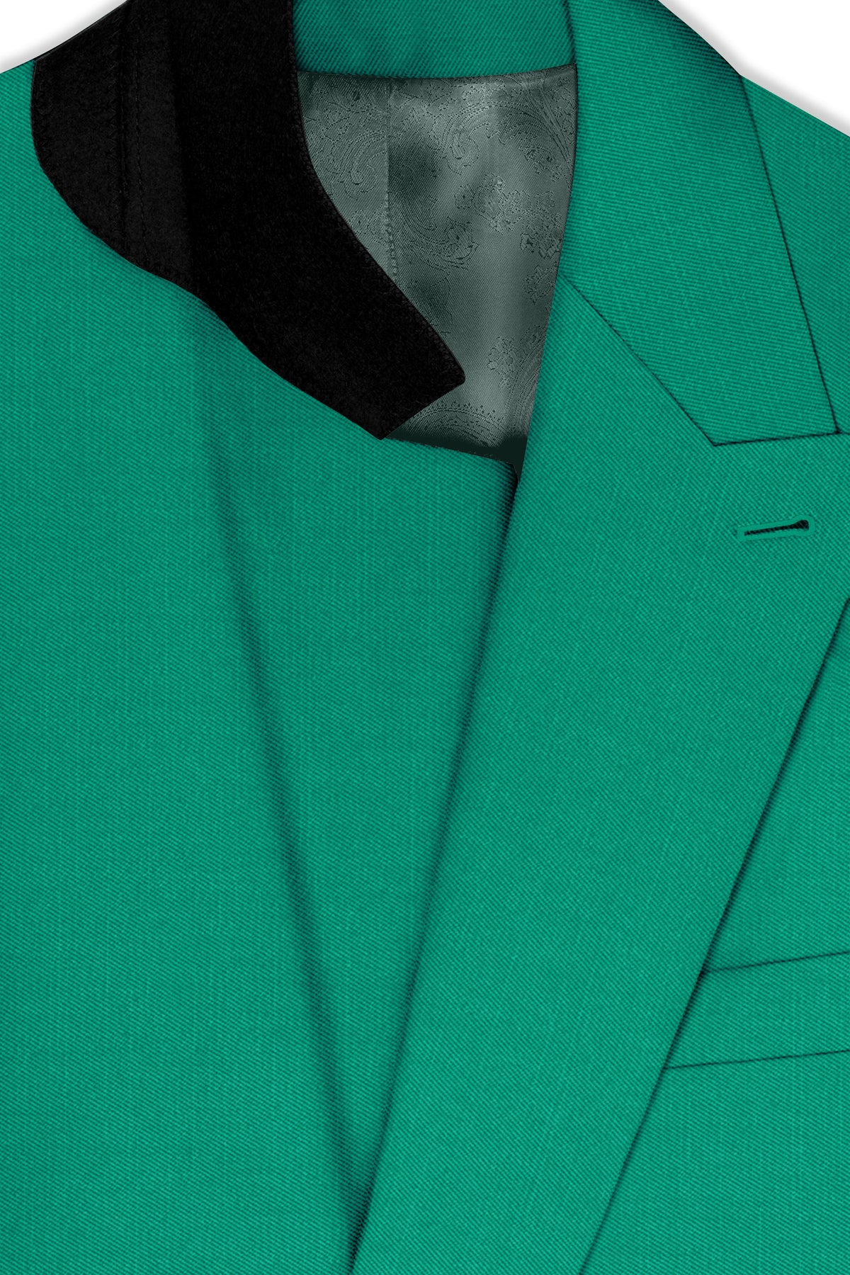 Emerald-Tropical Green Wool Rich Slight Stretch Double Breasted Blazer