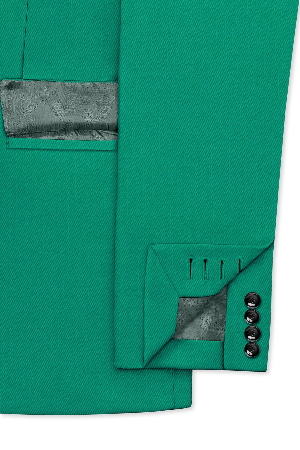 Emerald-Tropical Green Wool Rich Slight Stretch Double Breasted Blazer