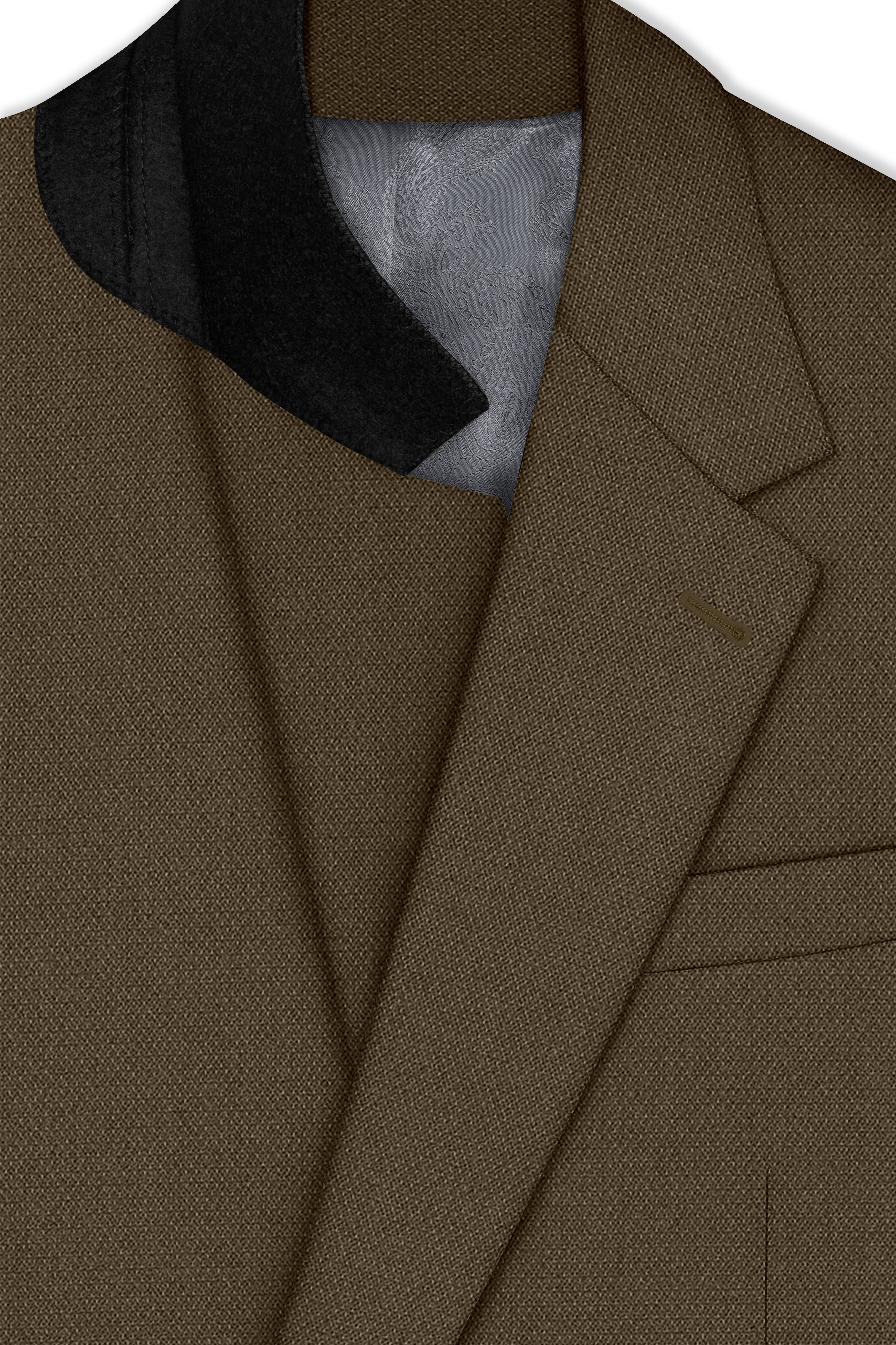 Vireo-Taupe Brown Diamond Textured Wool Rich Slight Stretch Single Breasted Blazer