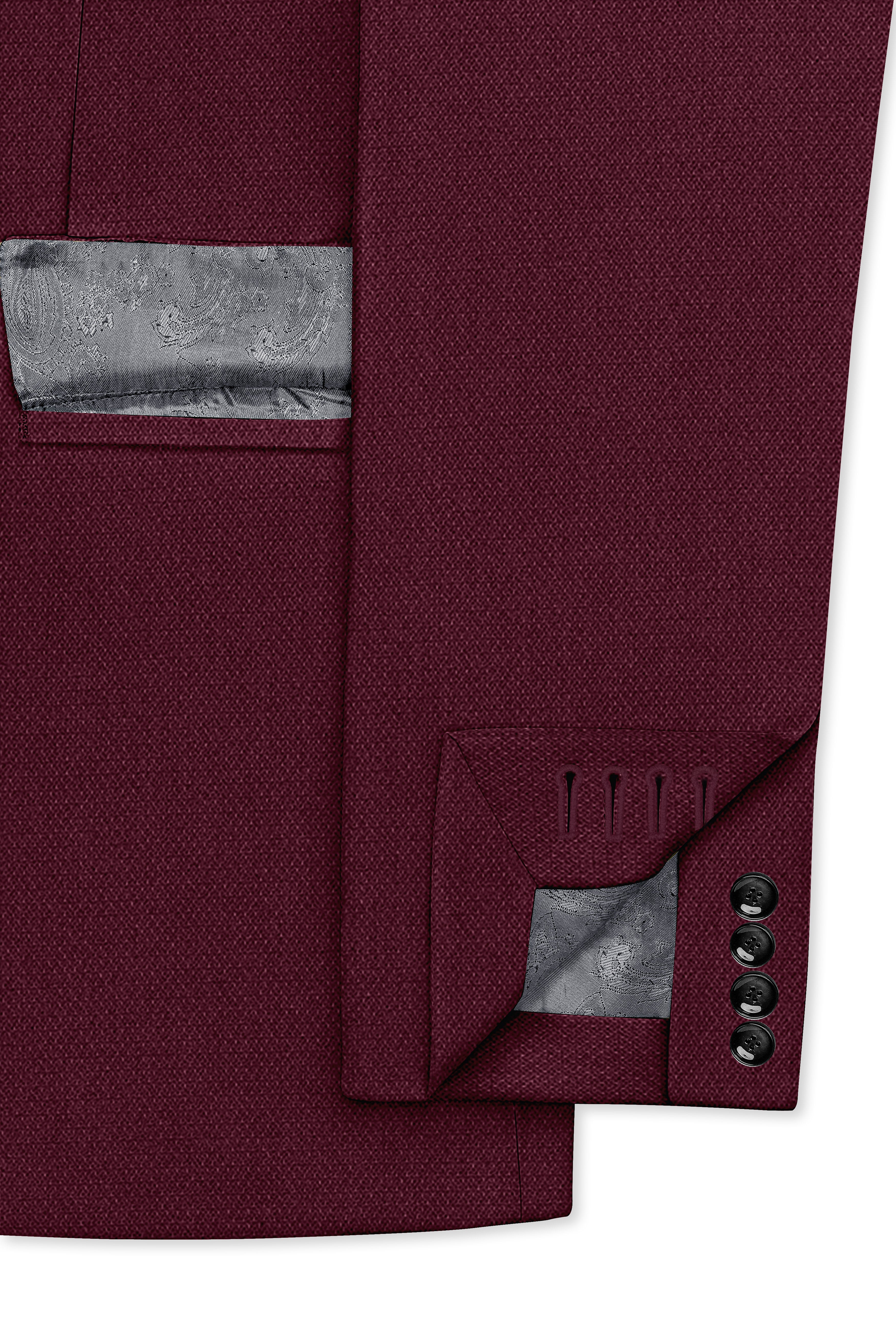 Imperial-Crater Maroon Diamond Textured Wool Rich Slight Stretch Single Breasted Blazer