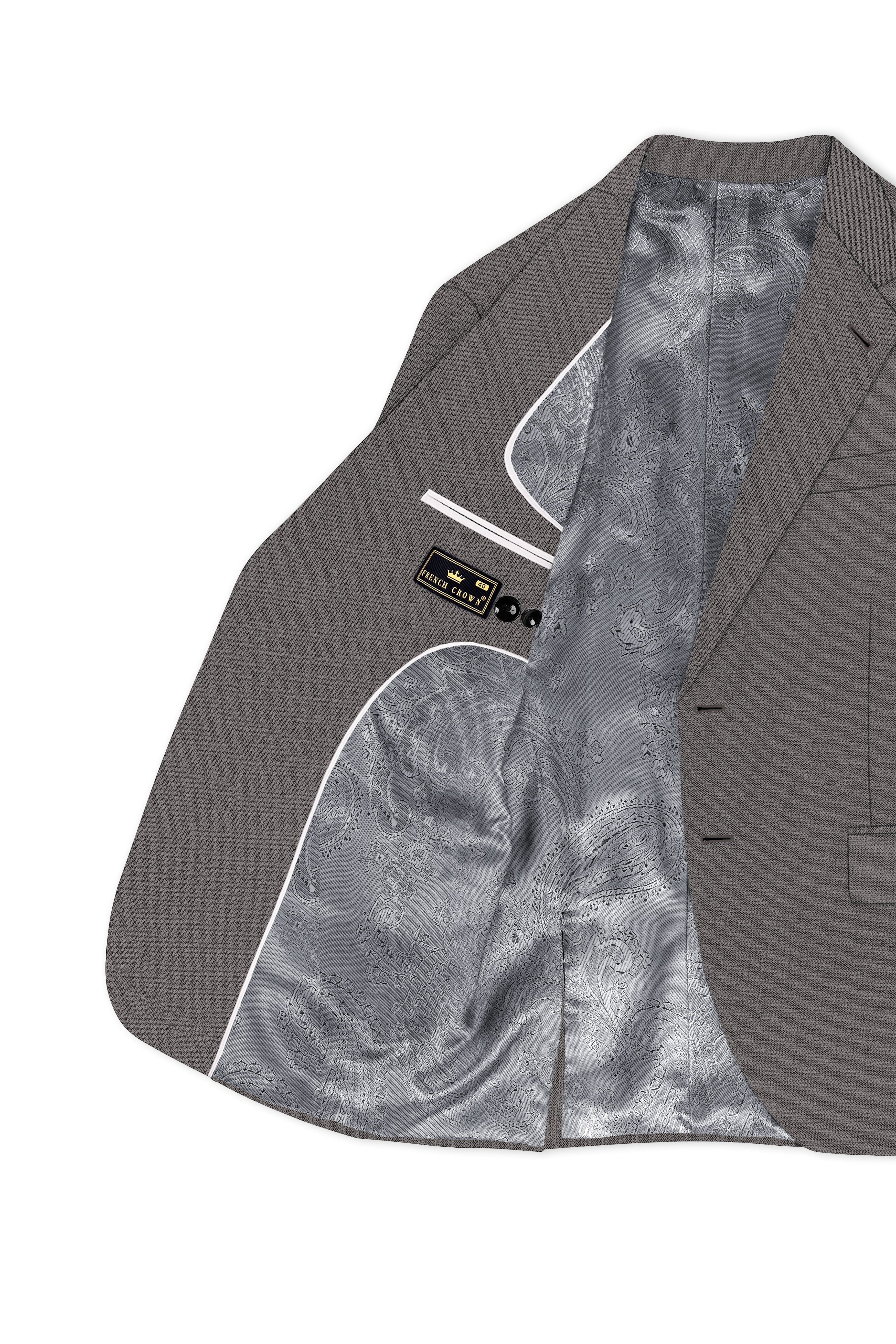 Sterling-Ironside Gray Diamond Textured Wool Rich Slight Stretch Single Breasted Blazer