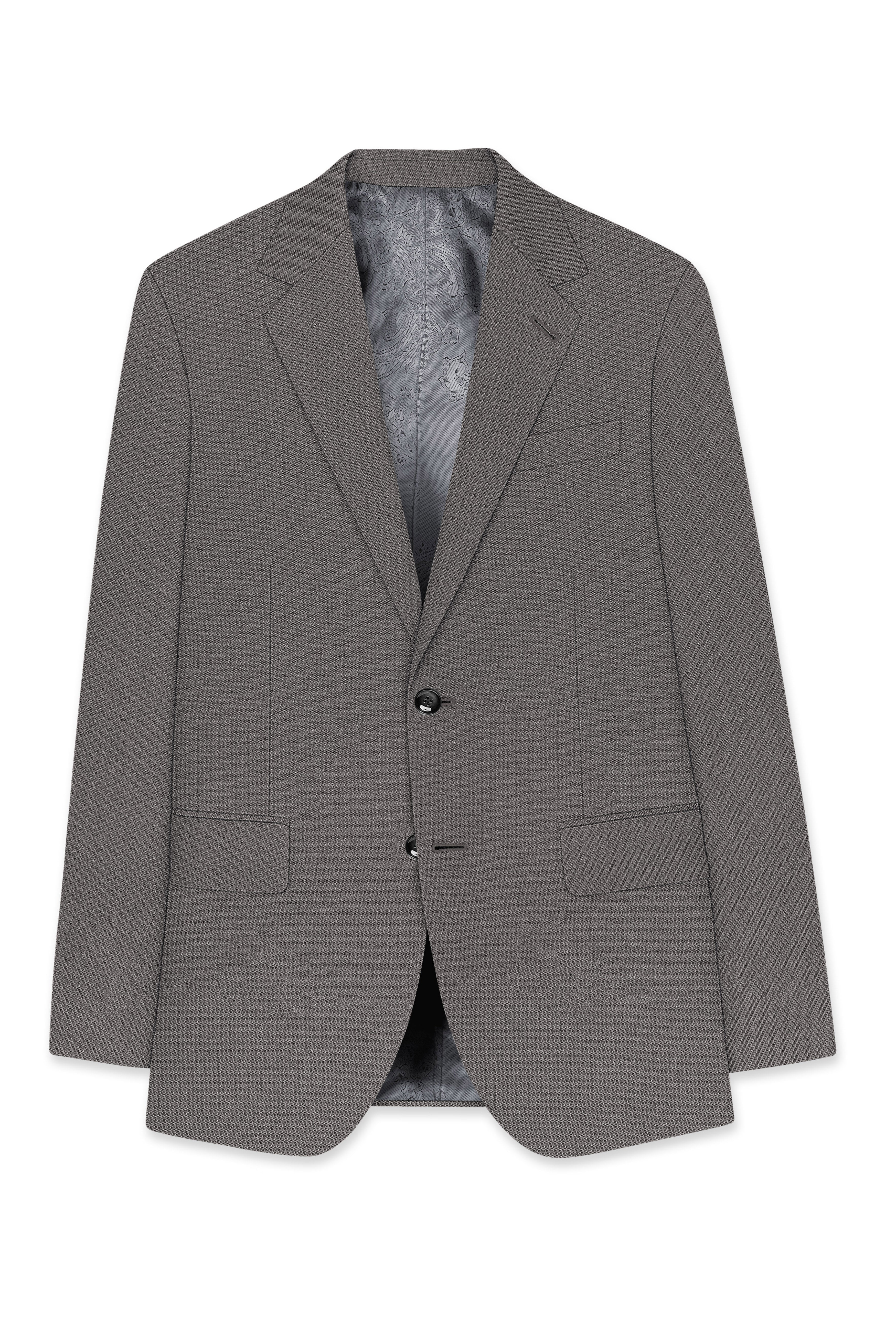 Sterling-Ironside Gray Diamond Textured Wool Rich Slight Stretch Single Breasted Blazer