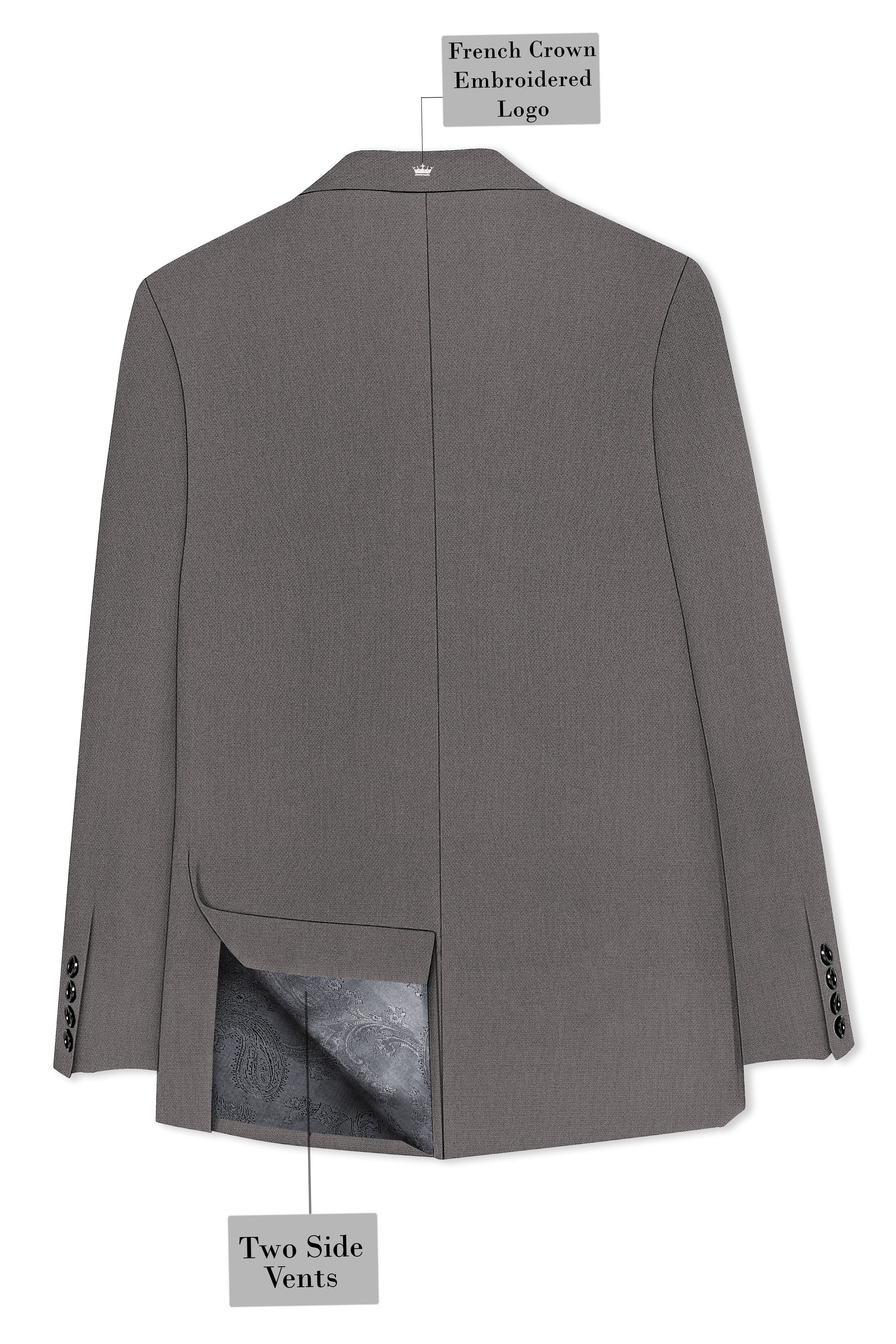 Sterling-Ironside Gray Diamond Textured Wool Rich Slight Stretch Single Breasted Blazer