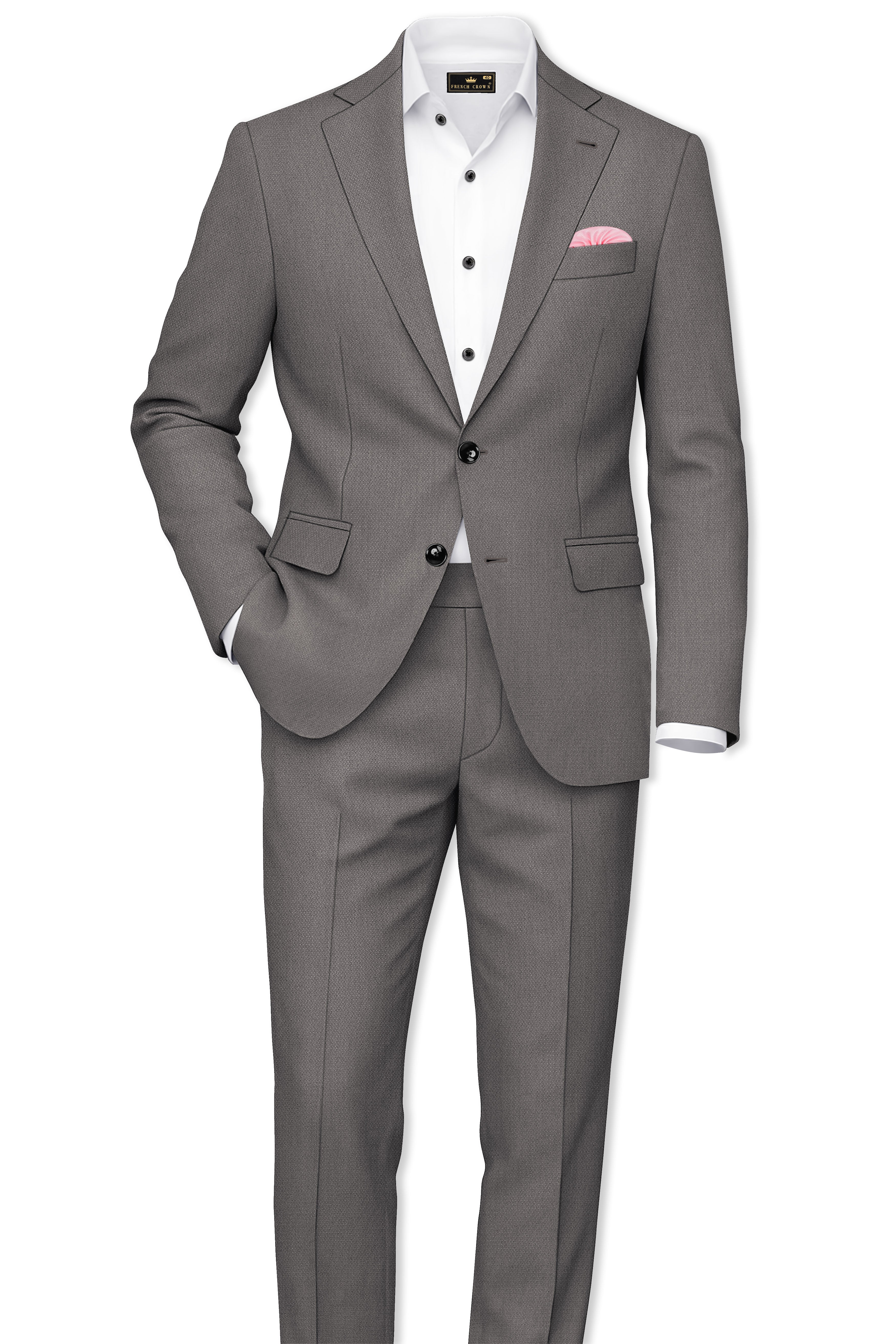 Sterling-Ironside Gray Diamond Textured Wool Rich Slight Stretch Single Breasted Blazer