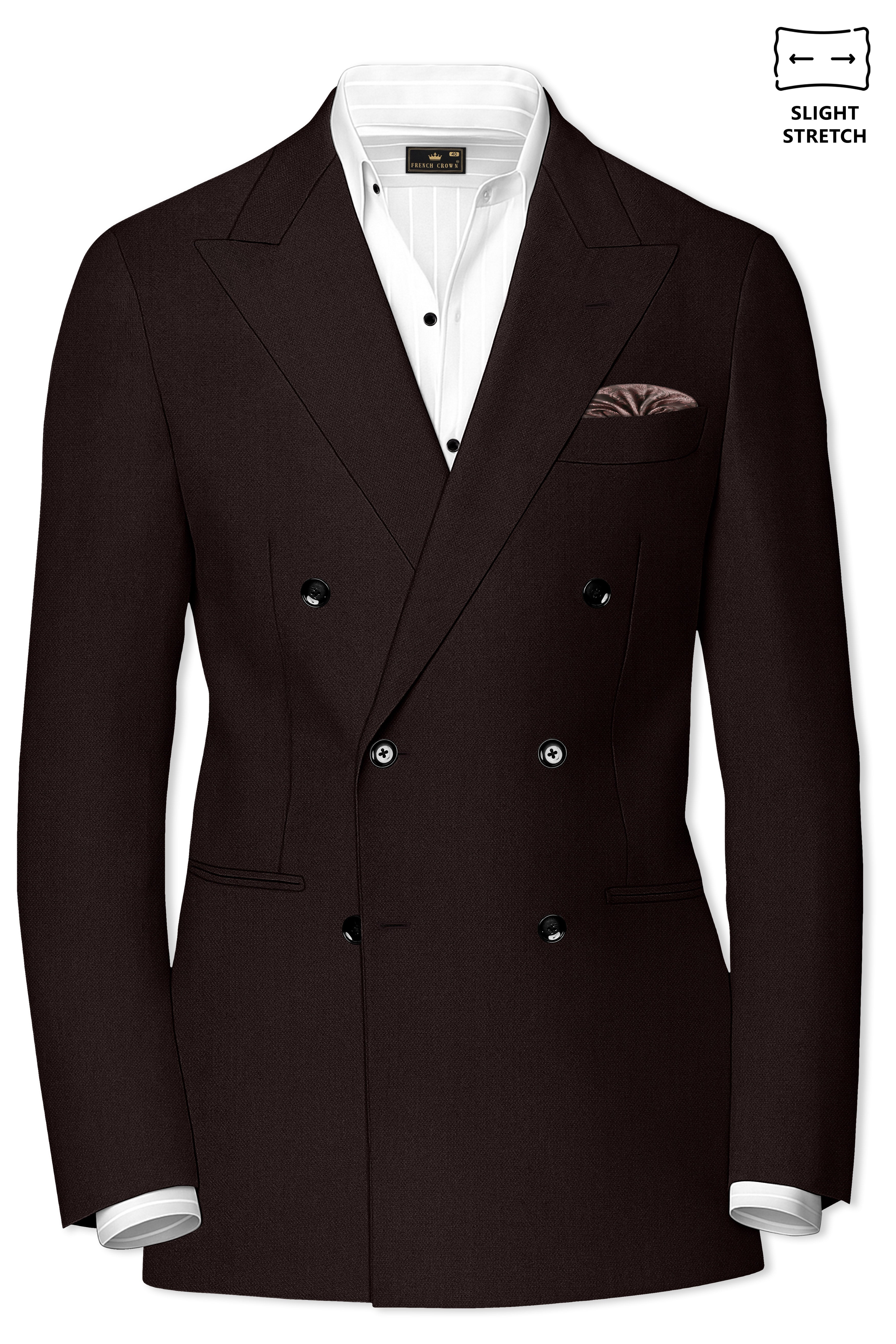 Hampton-Gondola Brown Diamond Textured Wool Rich Slight Double Single Breasted Blazer