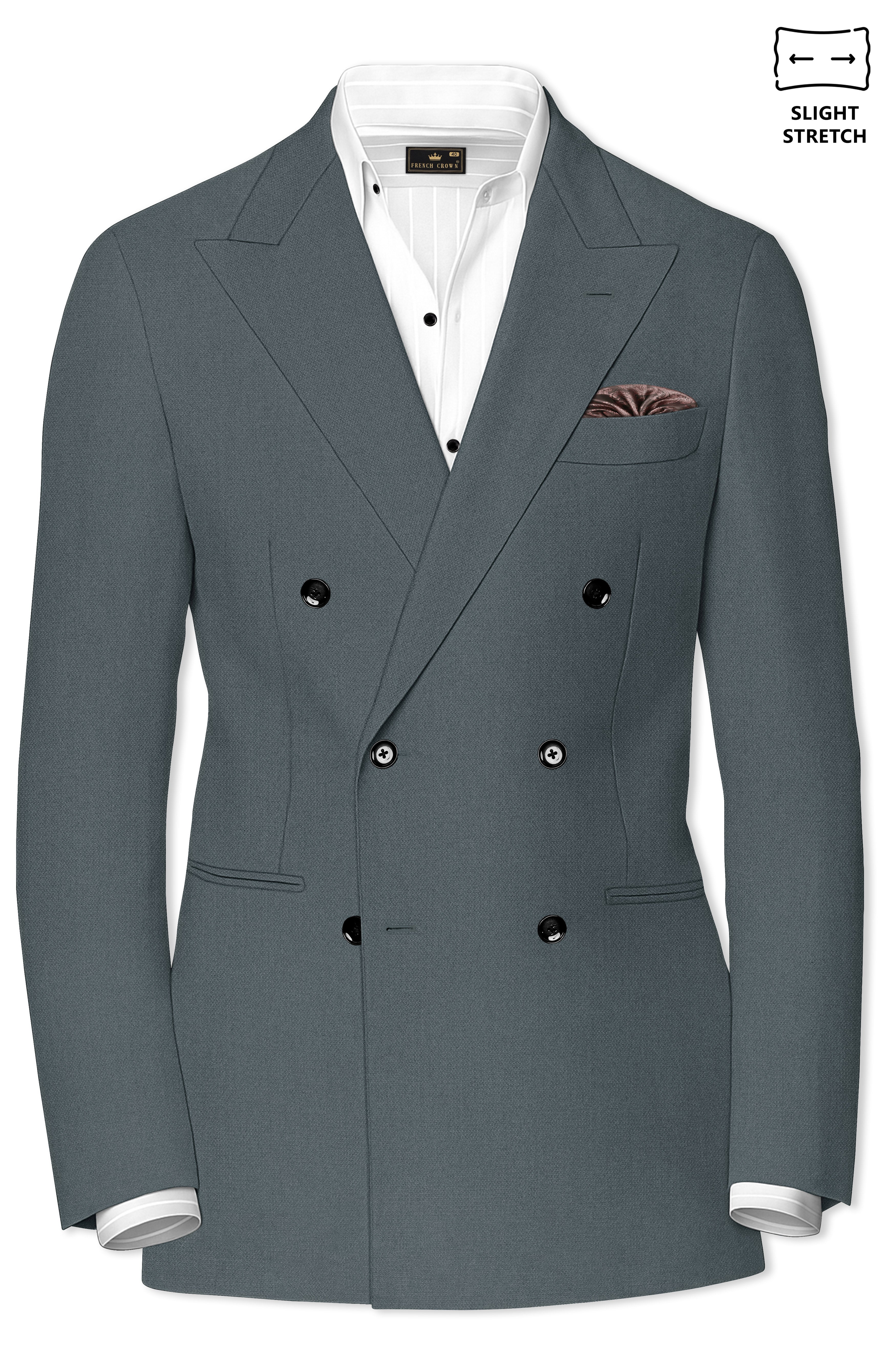 Aurelian-Scarpa Green Diamond Textured Wool Rich Slight Stretch Double Breasted Blazer