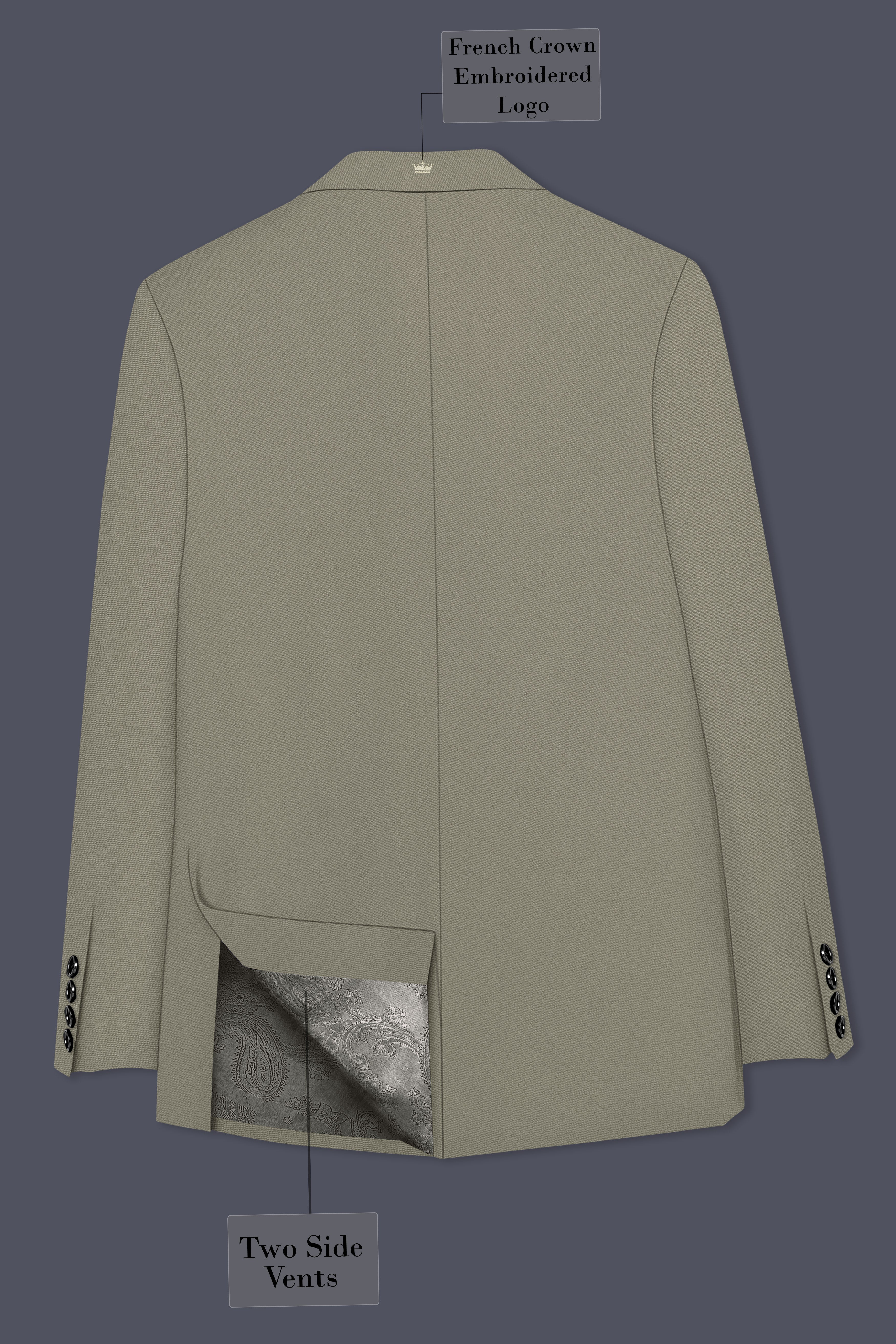 Loden-Korean Kokoda Green 4-Way Stretch Wrinkle-Free Fluid Drape Fabric Single Breasted Blazer