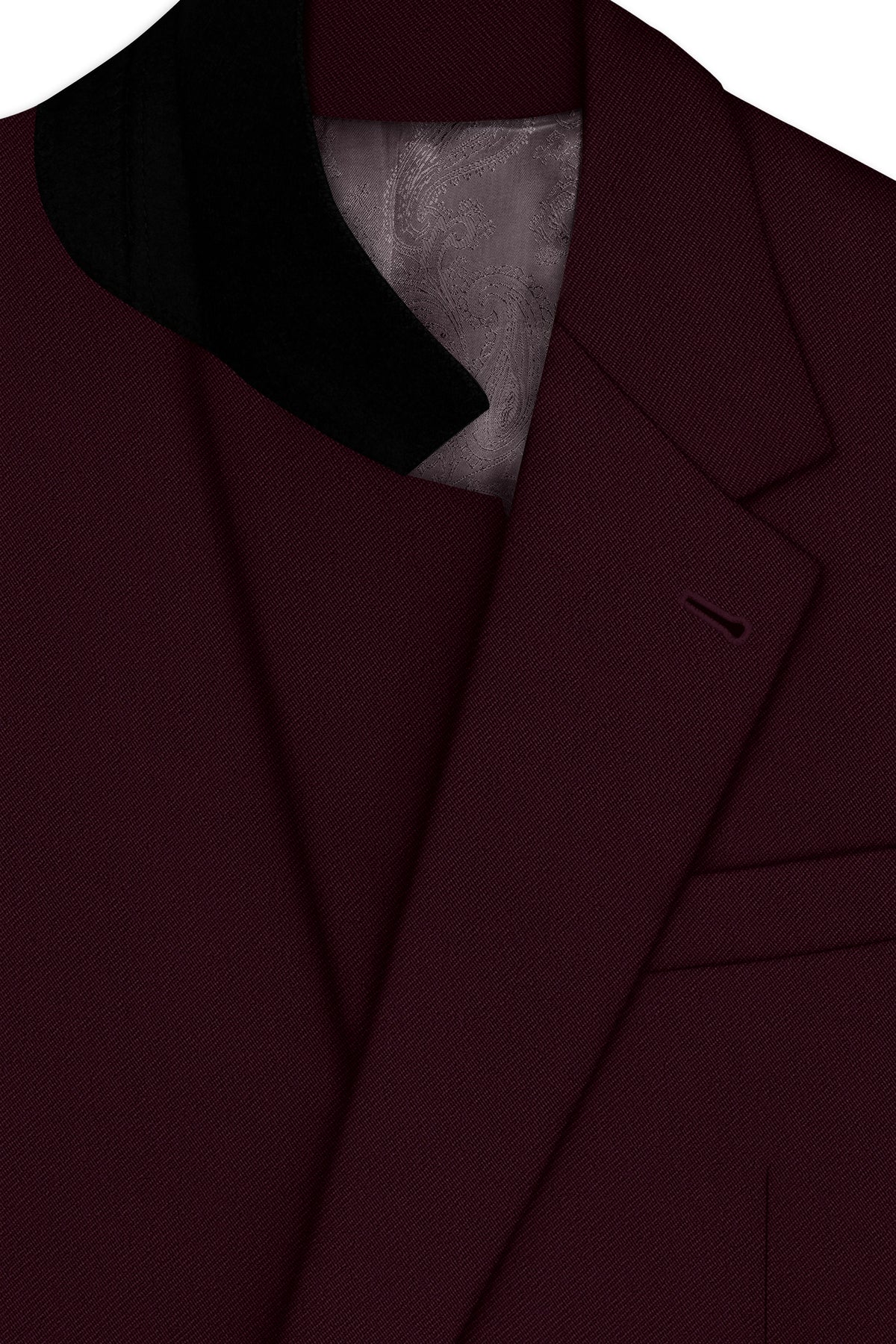 Veltrix-Korean Aubergine Maroon 4-Way Stretch Wrinkle-Free Fluid Drape Fabric Single Breasted Blazer