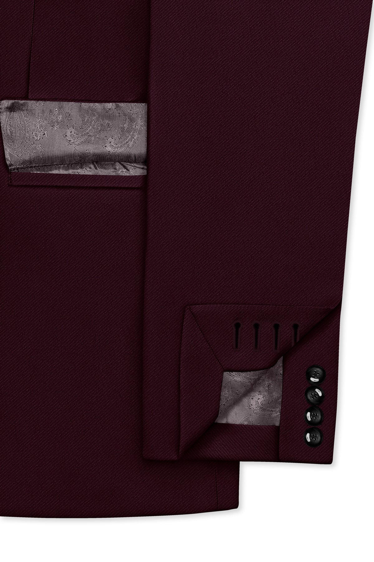 Veltrix-Korean Aubergine Maroon 4-Way Stretch Wrinkle-Free Fluid Drape Fabric Single Breasted Blazer