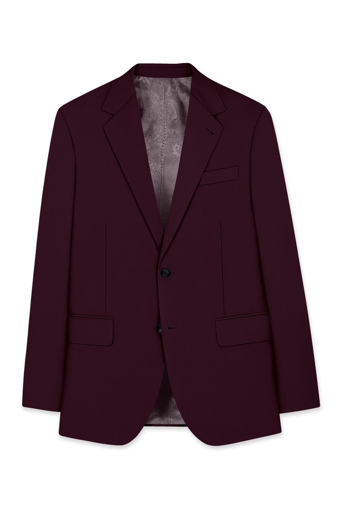 Veltrix-Korean Aubergine Maroon 4-Way Stretch Wrinkle-Free Fluid Drape Fabric Single Breasted Blazer