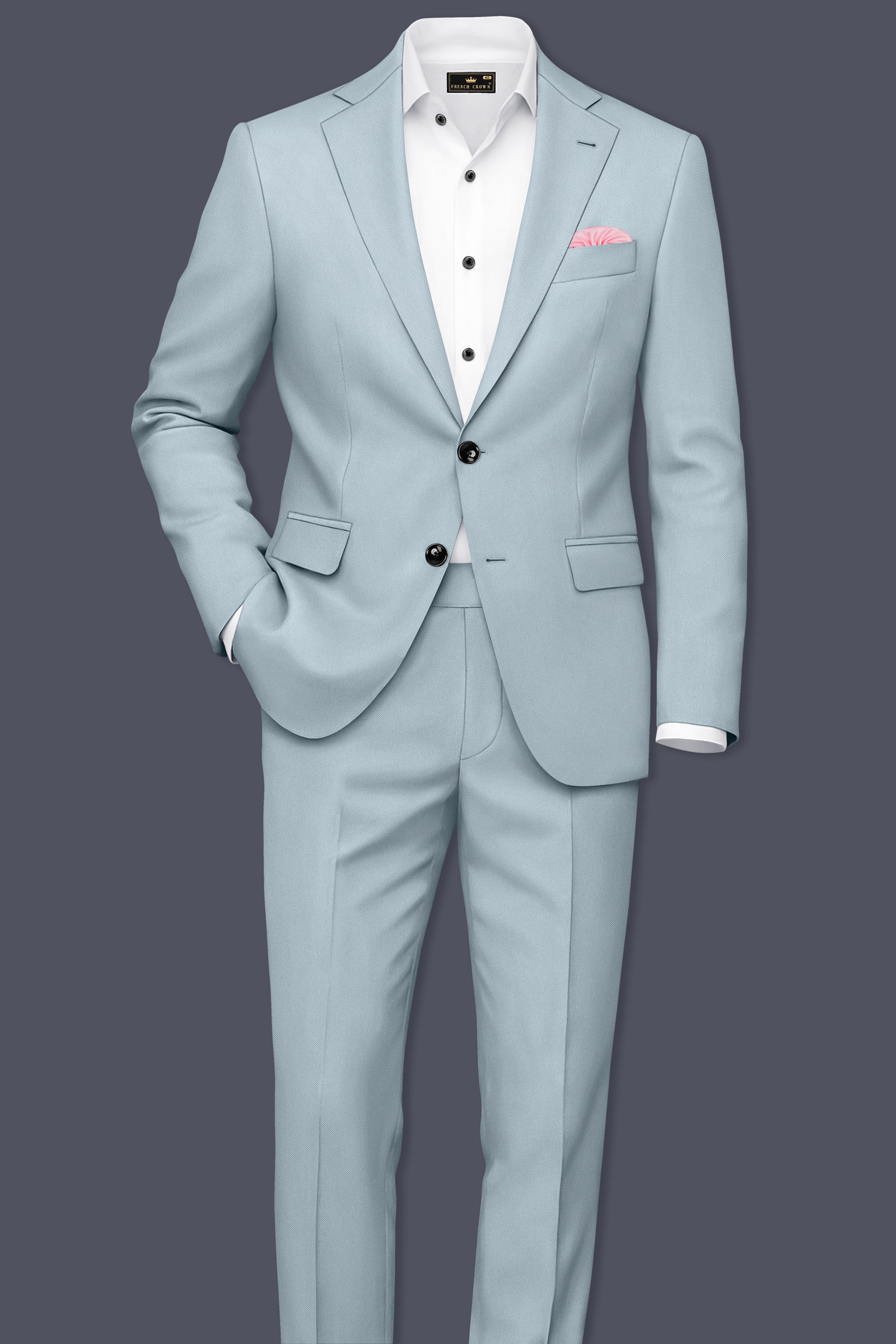 Pewter-Korean Chateau gray 4-Way Stretch Wrinkle-Free Wool Rich Single Breasted Blazer