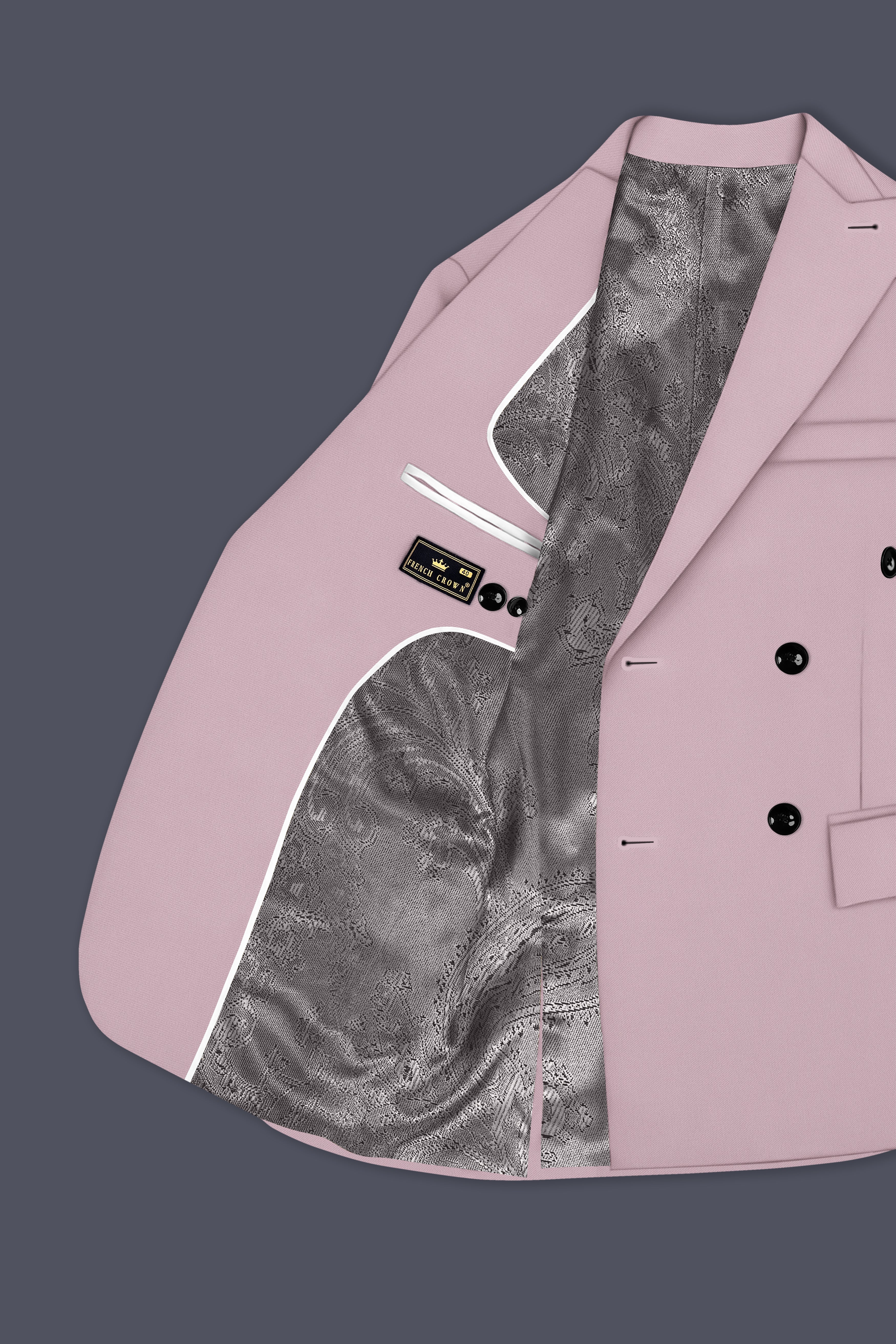 Allure-Korean Blossom Pink 4-Way Stretch Wrinkle-Free Fluid Drape Fabric Double Breasted Blazer