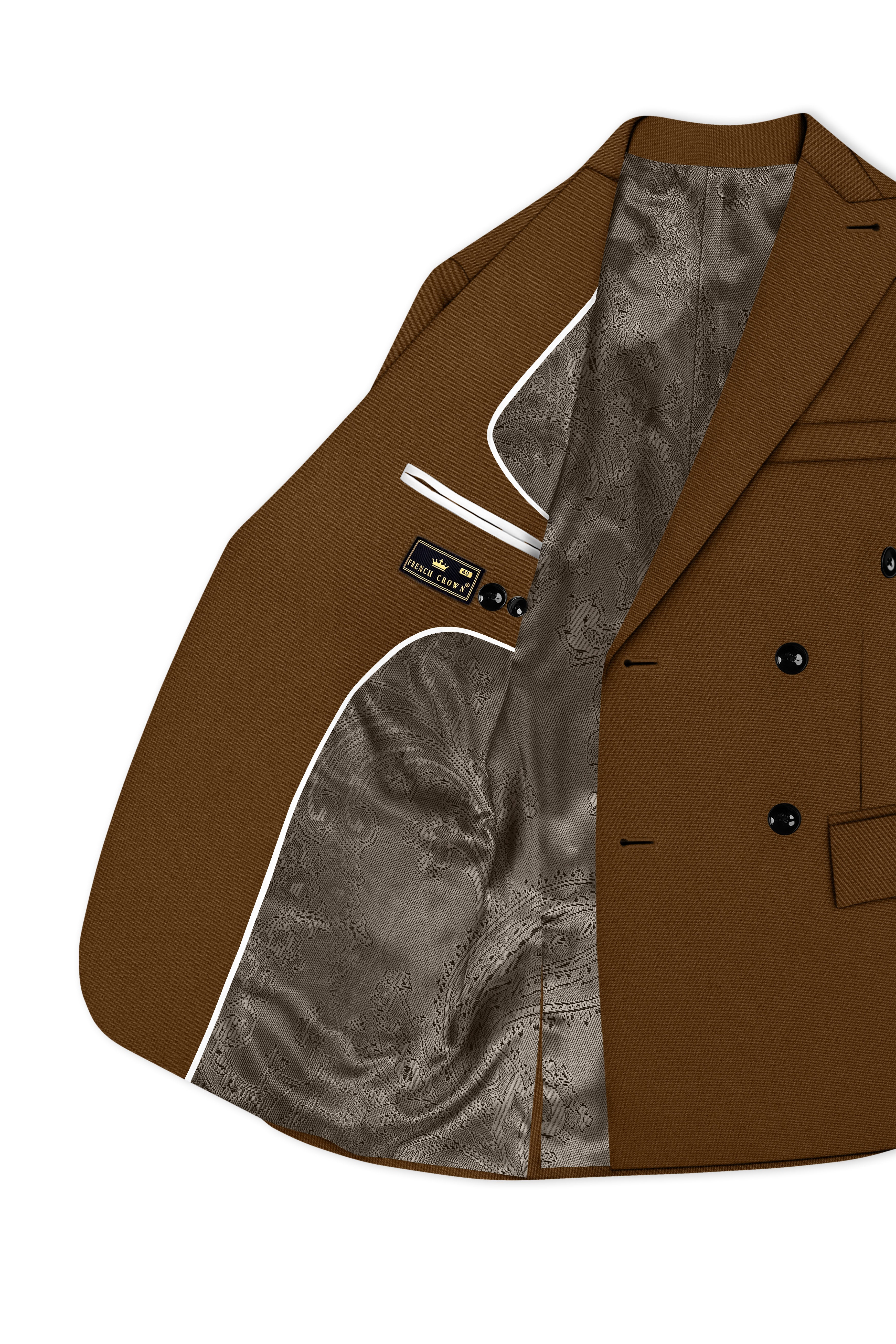 Sienna-Korean Derby Brown 4-Way Stretch Wrinkle-Free Wool Rich Double Breasted Blazer