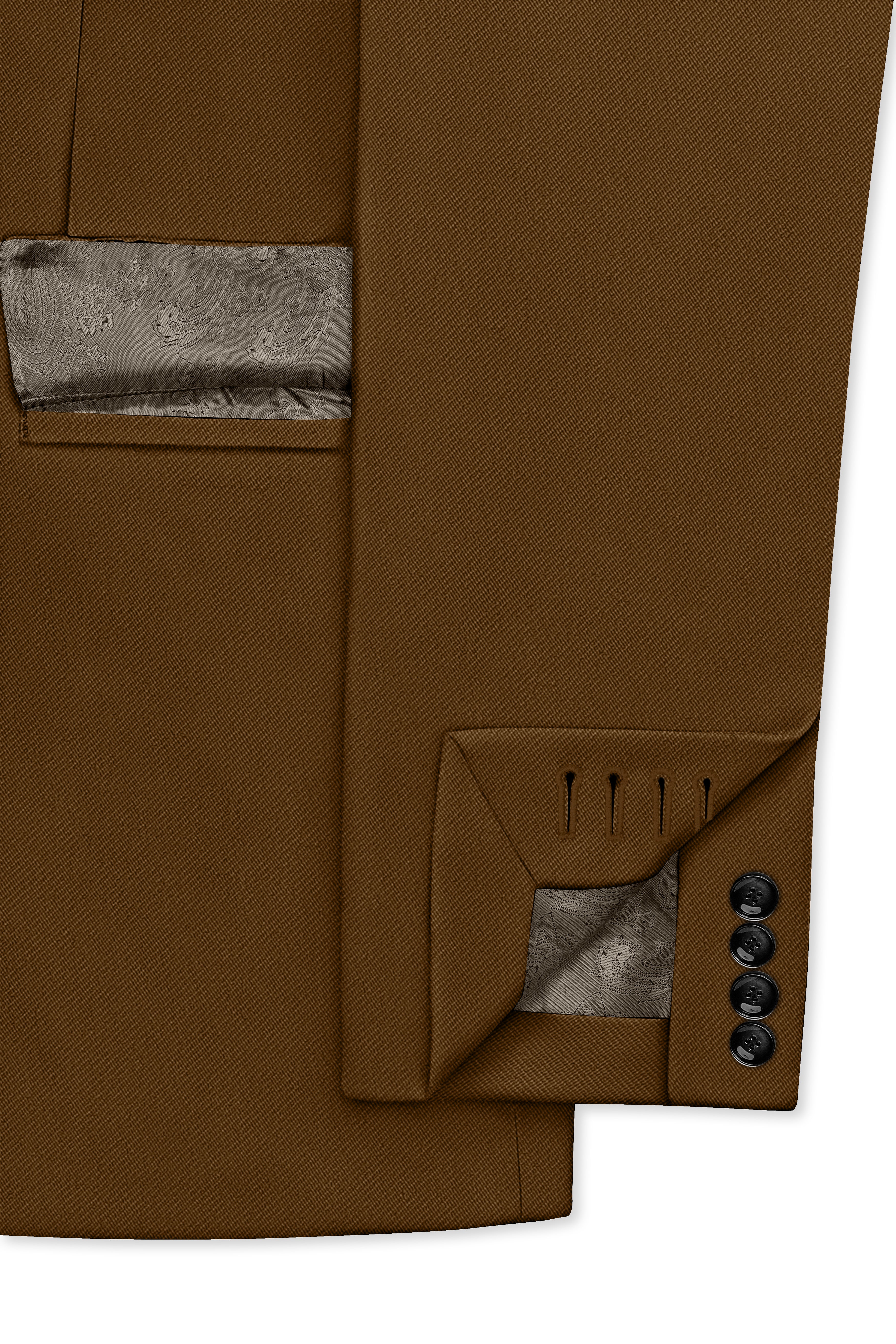 Sienna-Korean Derby Brown 4-Way Stretch Wrinkle-Free Wool Rich Double Breasted Blazer