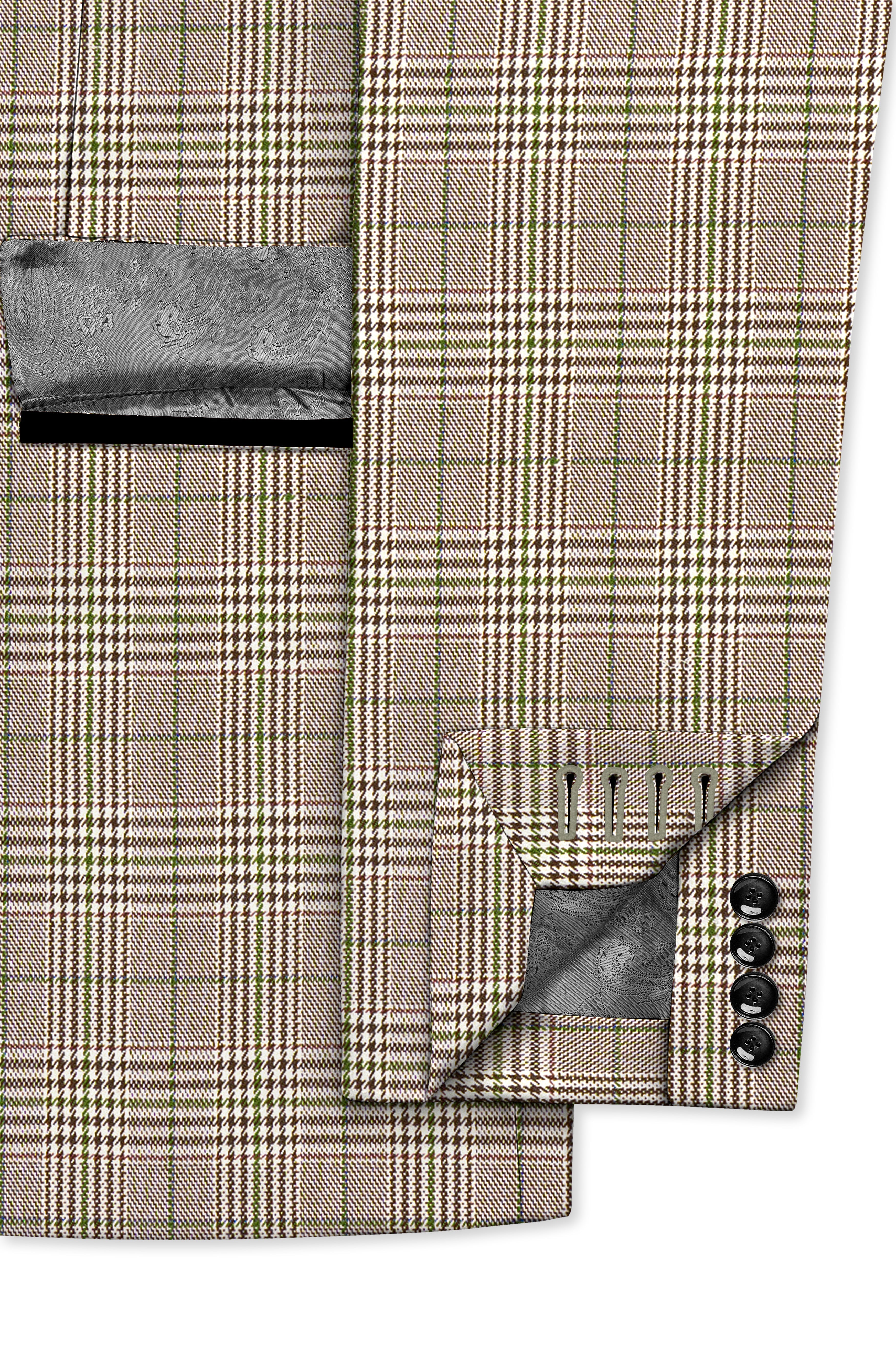 Nawab-Tundora Brown Plaid Wool Rich Tuxedo Blazer