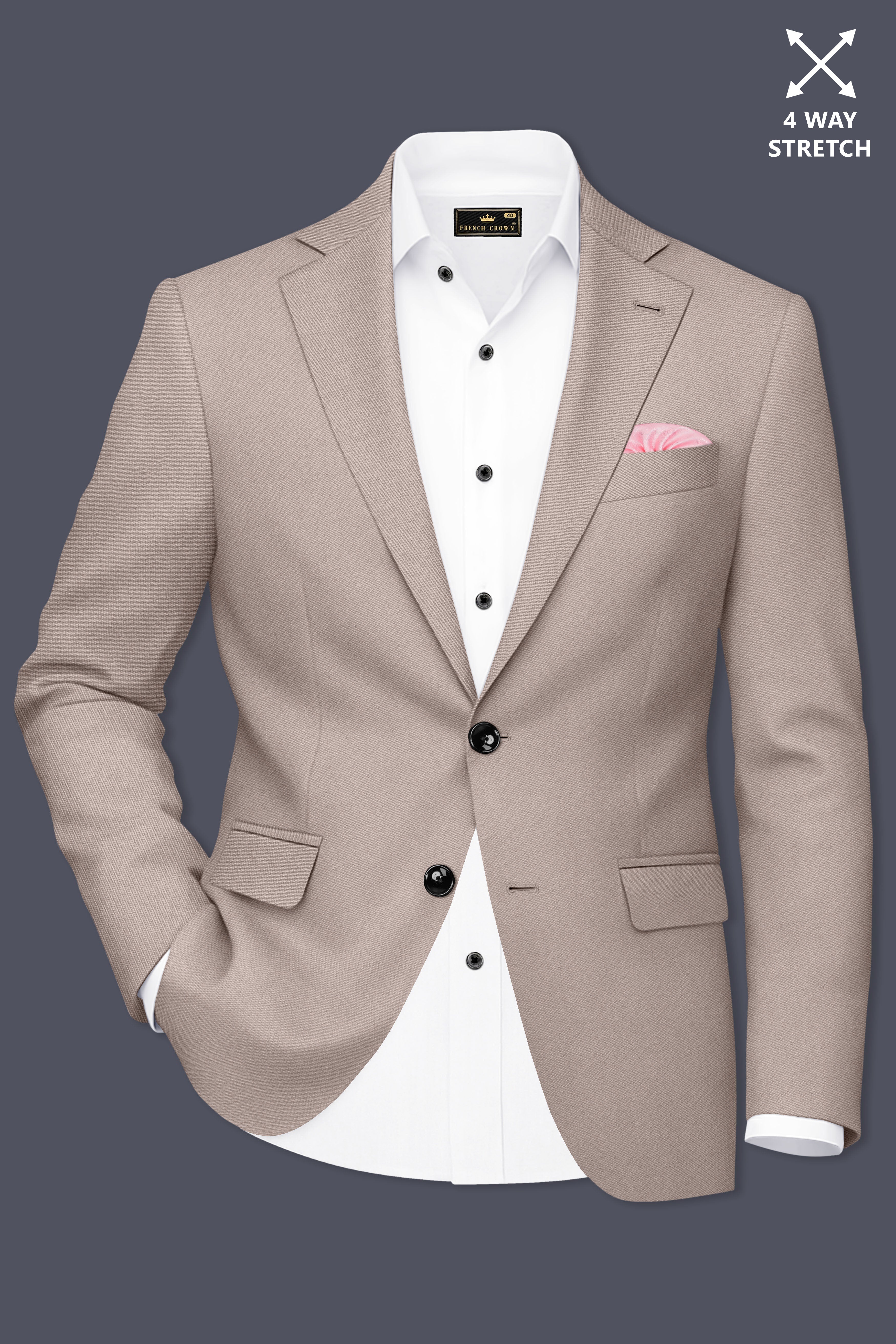 Fuchsia-Korean Spicy Pink 4-Way Stretch Wrinkle-Free Wool Rich Single Breasted Blazer