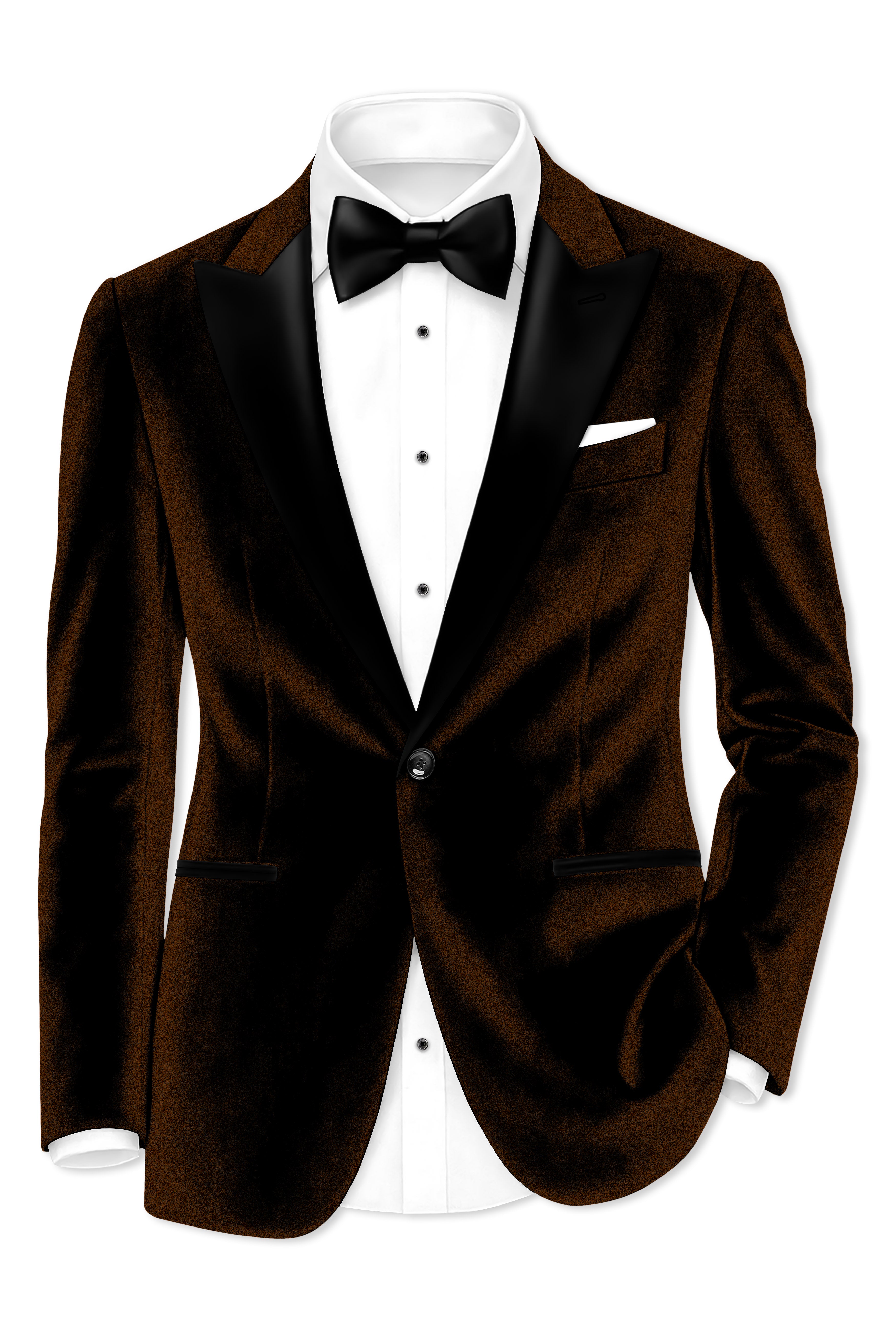 Torvex-Creole Brown Velvet Peak Lapel Tuxedo Blazer