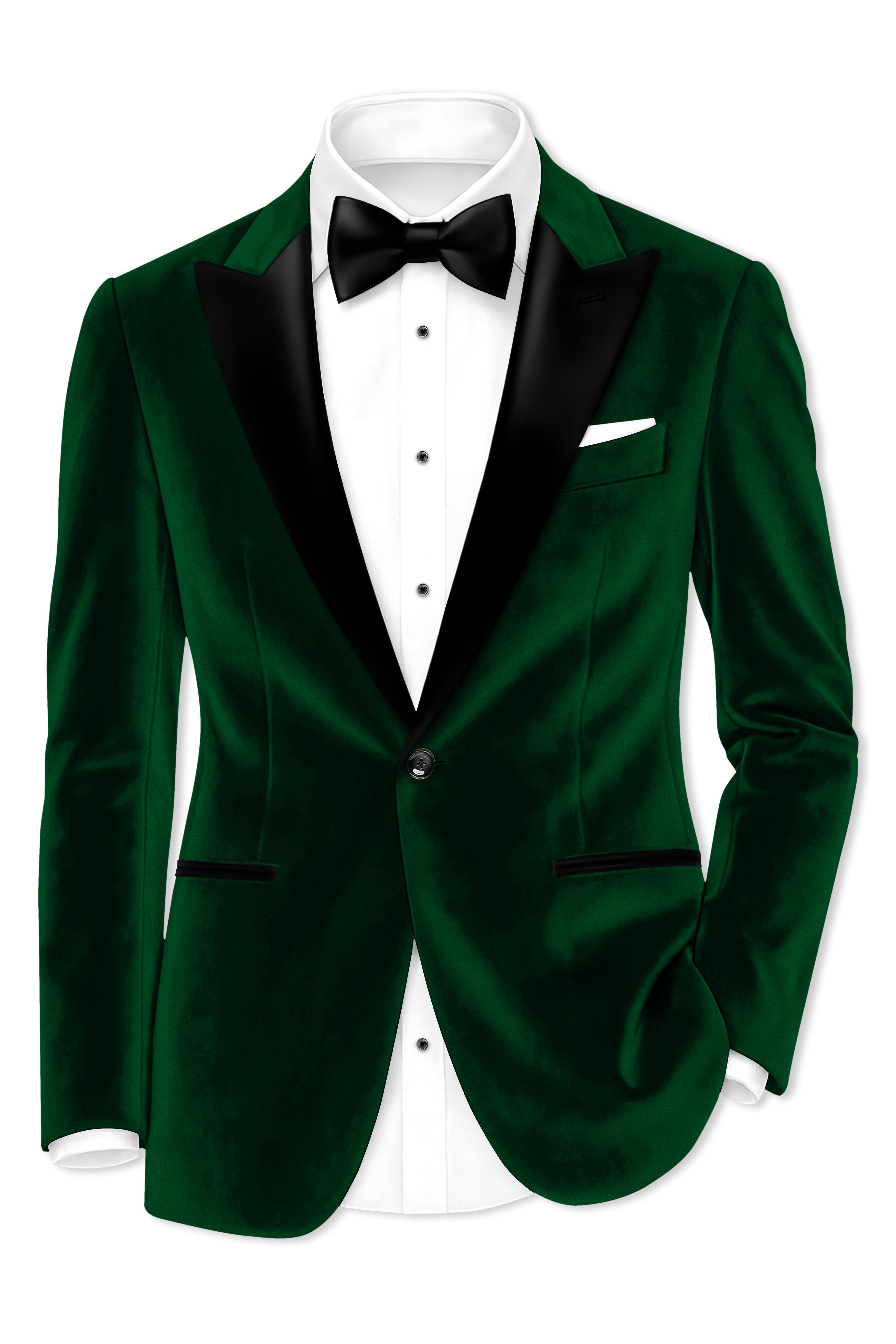 Aurel-Burnham Green Velvet Peak Lapel Tuxedo Blazer