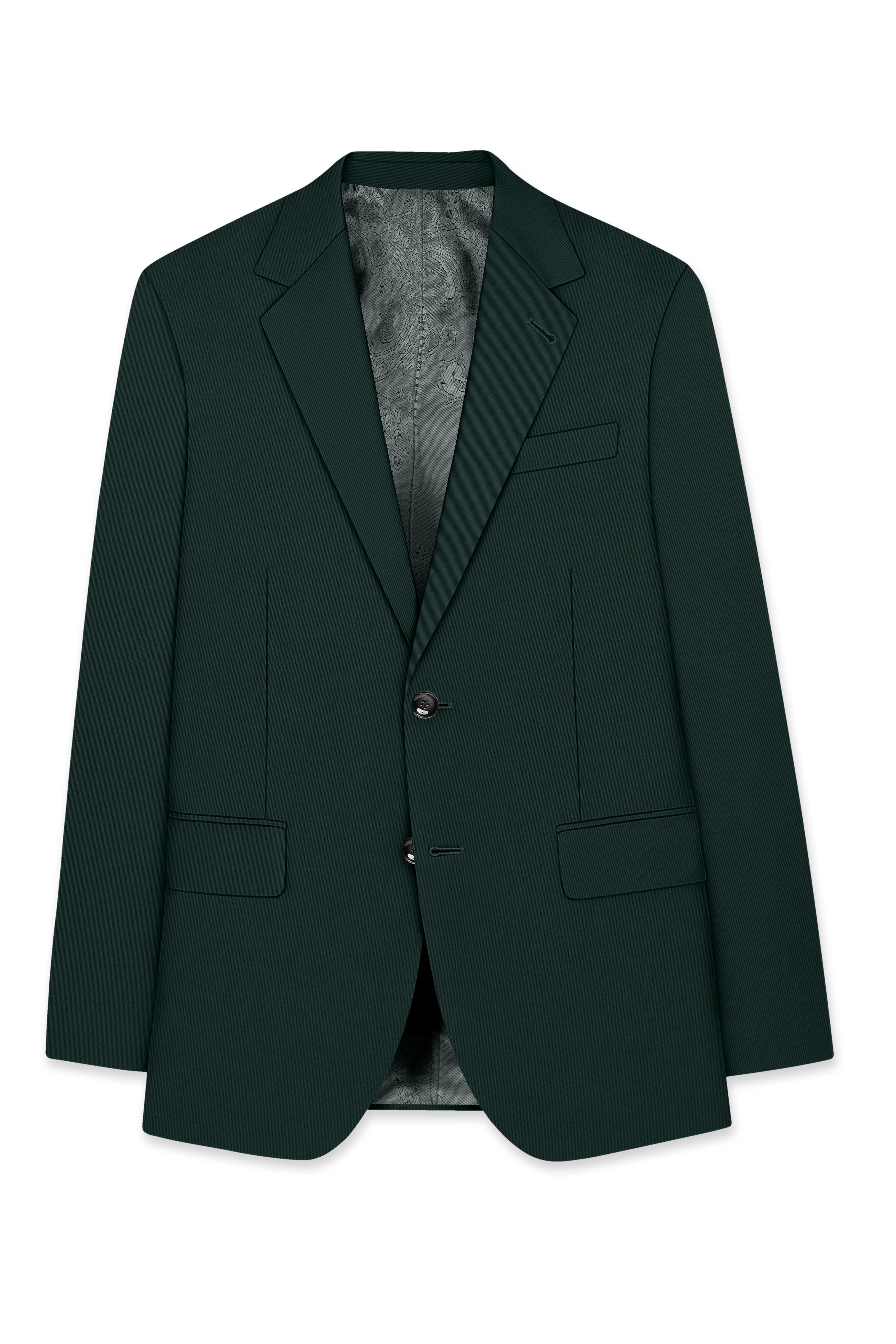 Viridian-Gable Green Slight Stretch Subtle Sheen Poly-Viscose Single Breasted Blazer