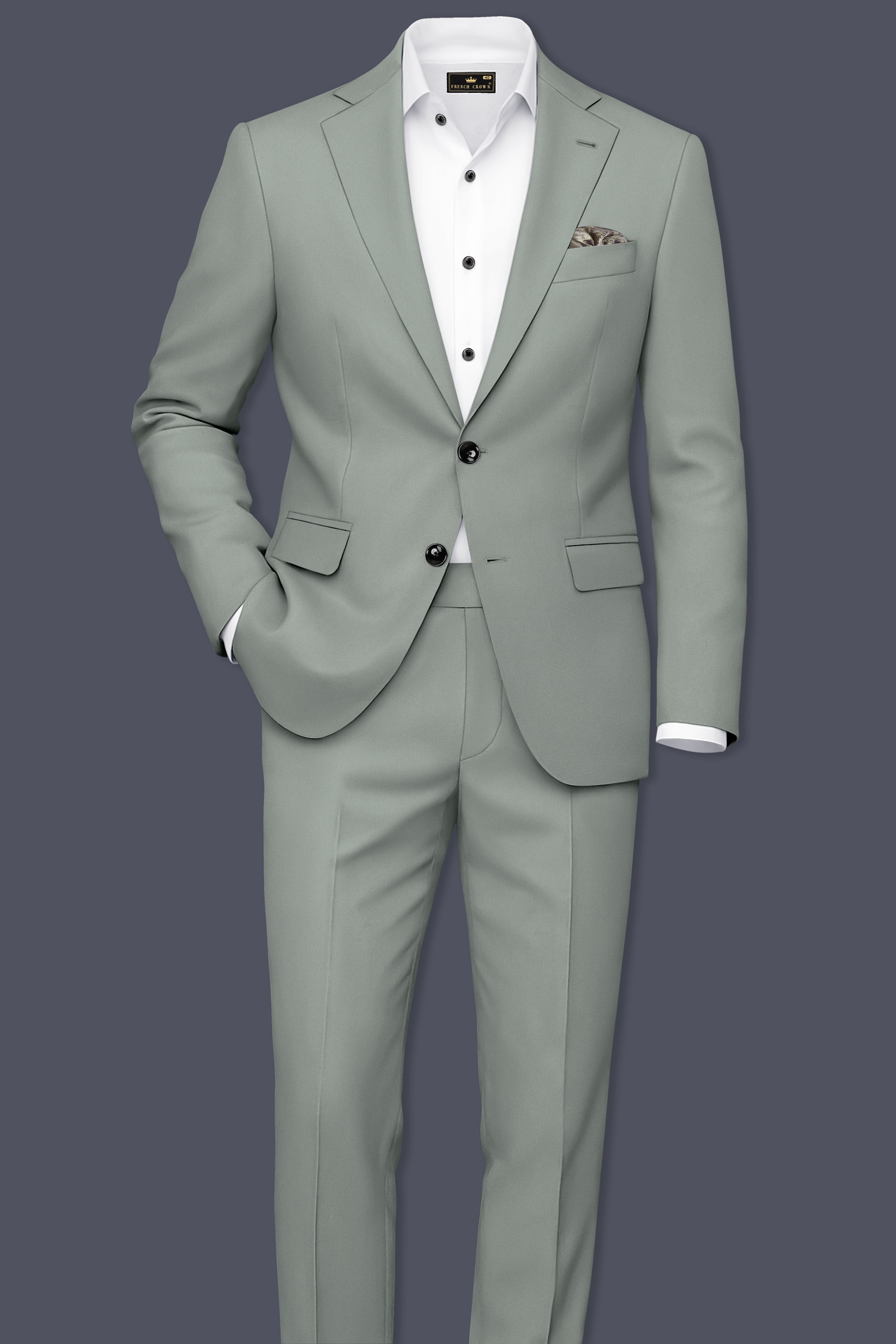 Beryl-Regent Green Slight Stretch Subtle Sheen Poly-Viscose Single Breasted Blazer