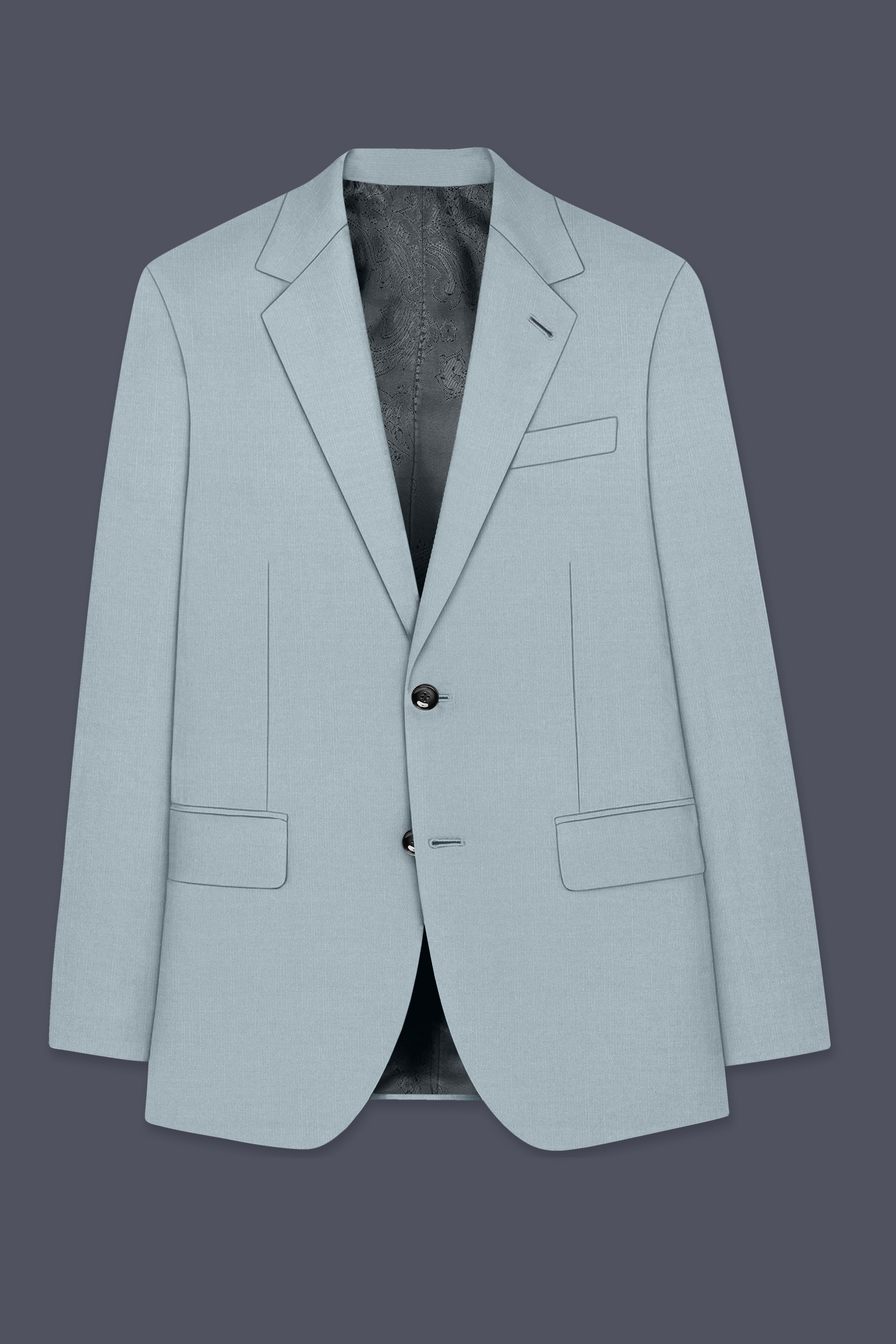 Valtor-Pewter Gray Wool Rich Slight Stretch Single Breasted Blazer