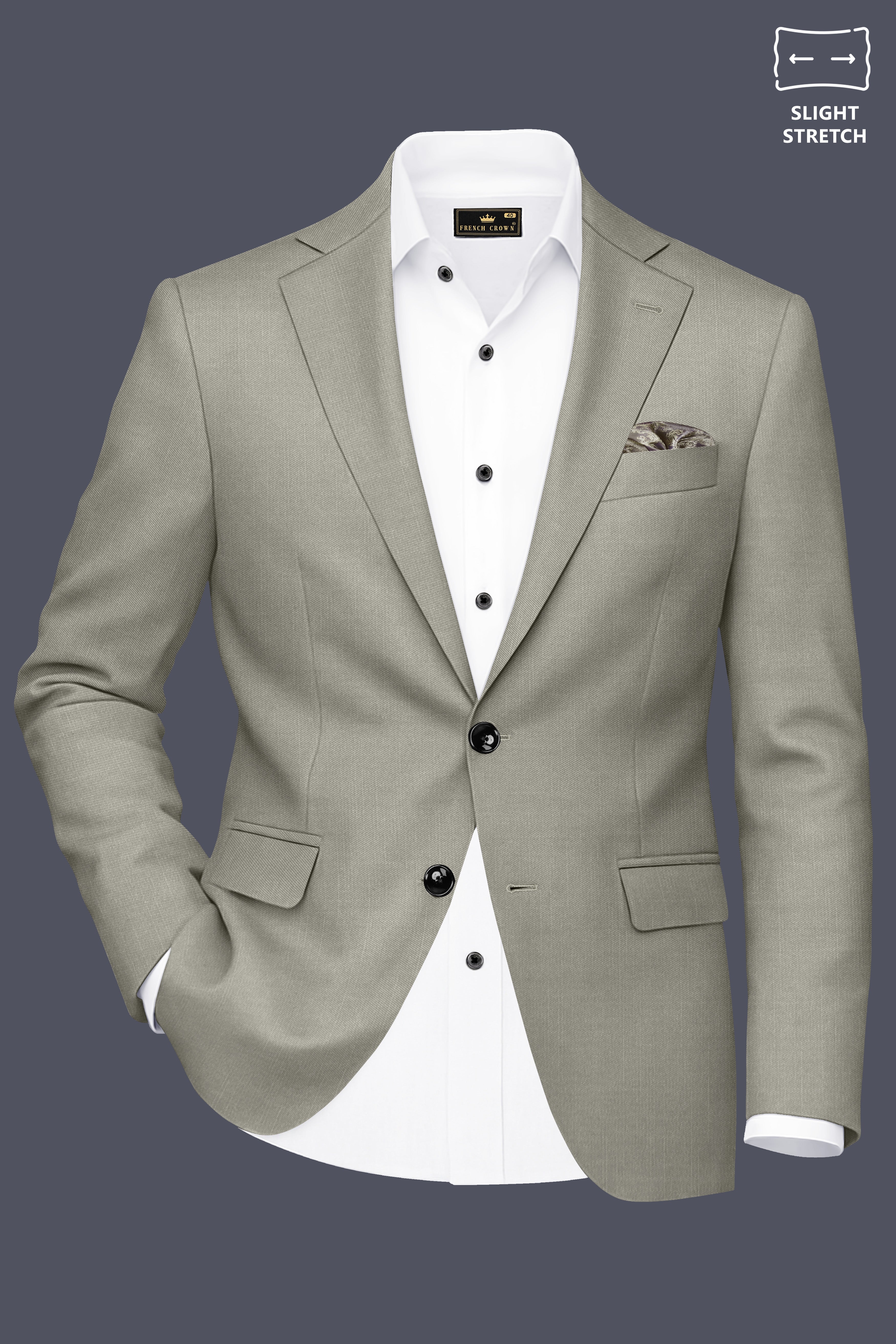 Viridian-Bandicoot Green Wool Rich Slight Stretch Single Breasted Blazer