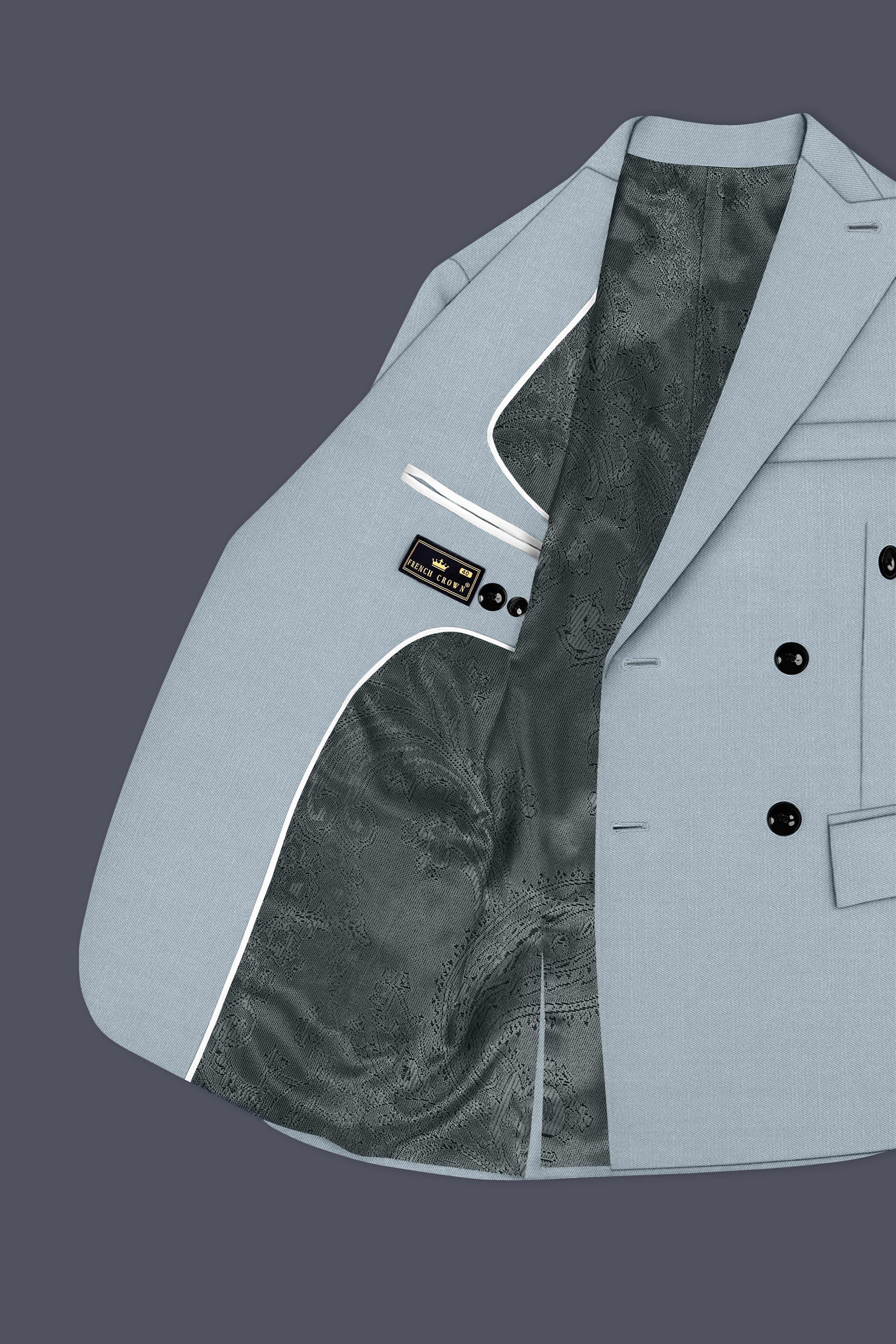 Valtor-Pewter Gray Wool Rich Slight Stretch Double Breasted Blazer