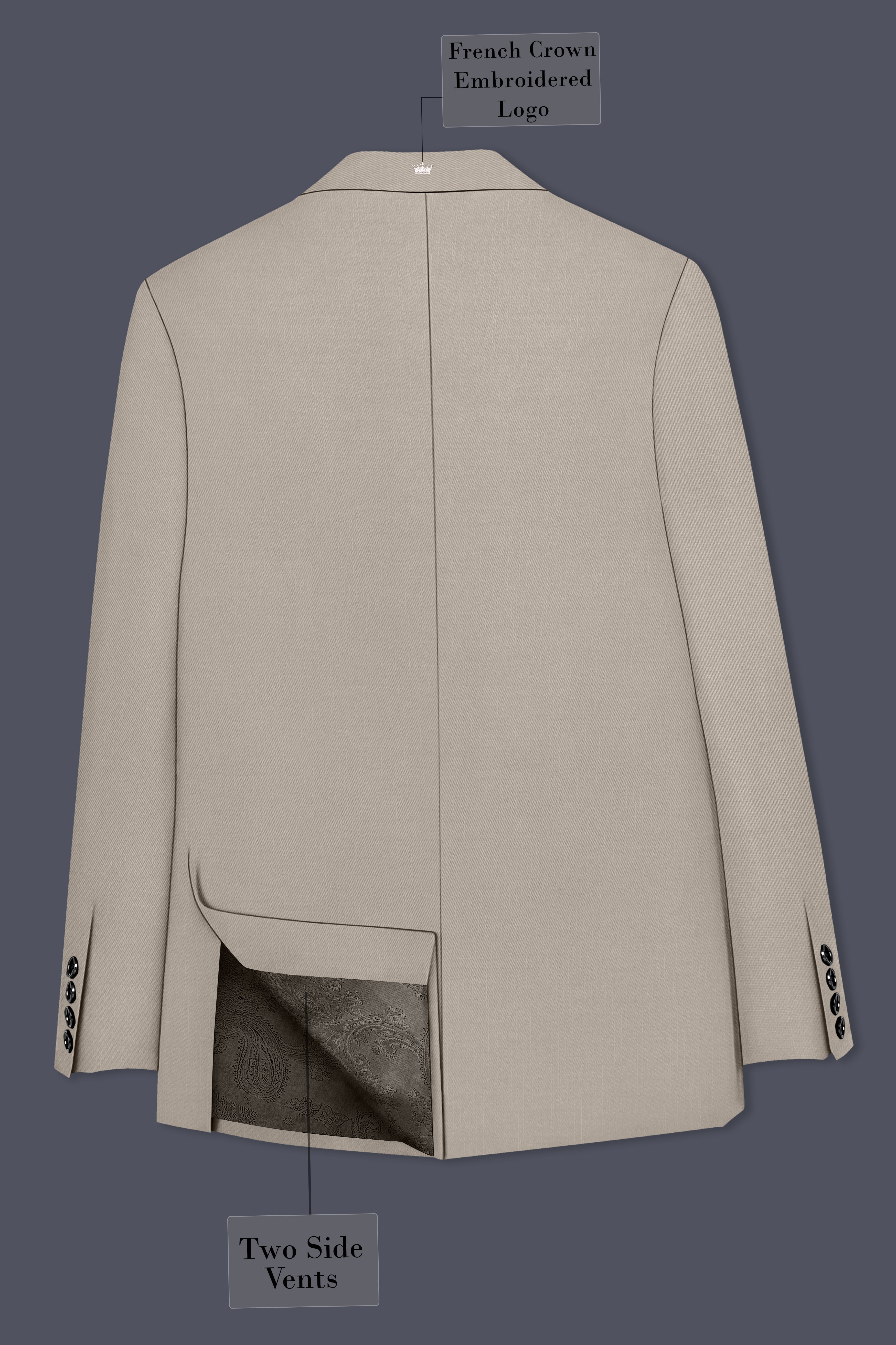 Sterling-Martini Cream Wool Rich Slight Stretch Double Breasted Blazer