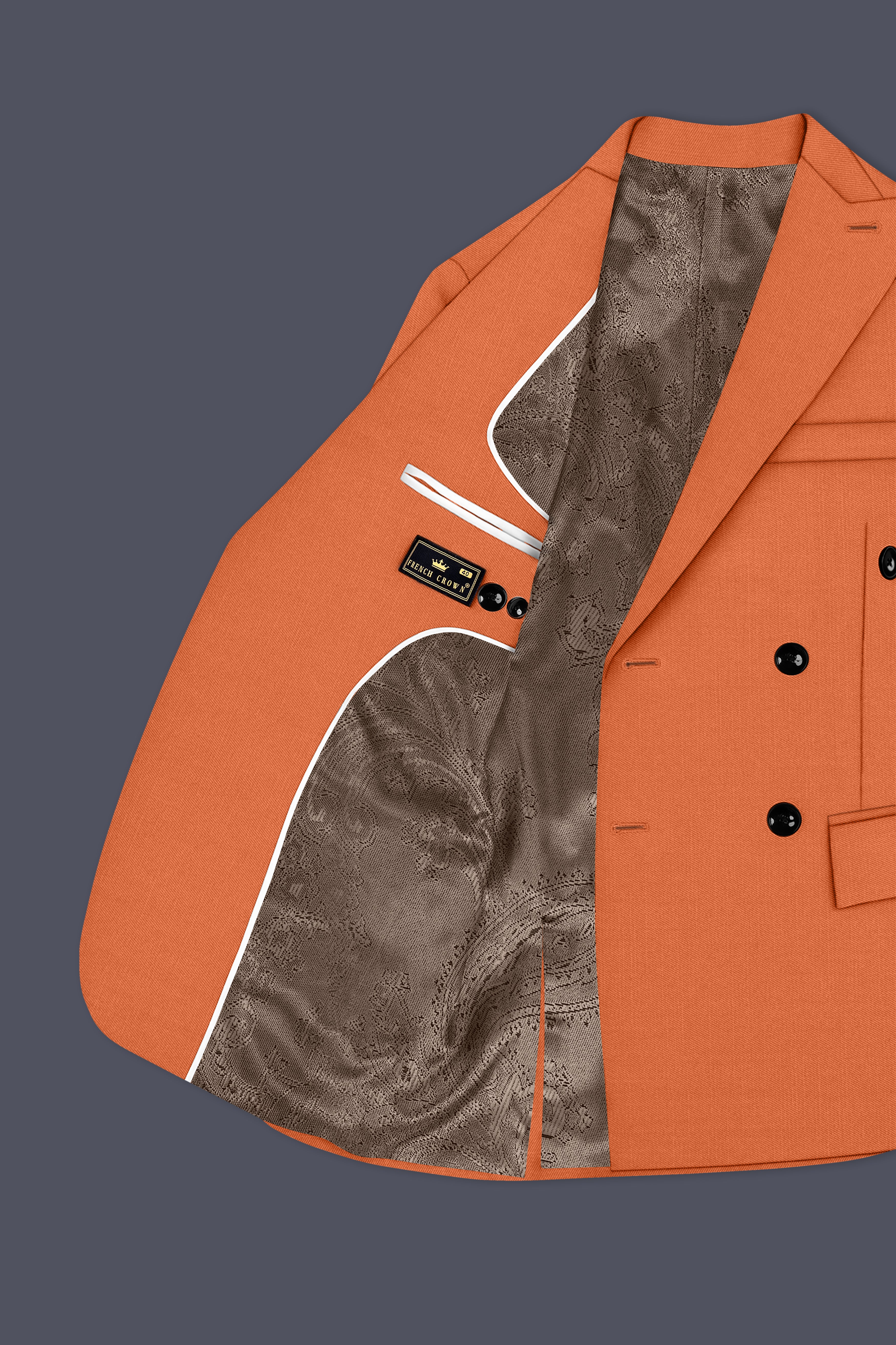 Prestige-Tuscany Orange Wool Rich Slight Stretch Double Breasted Blazer