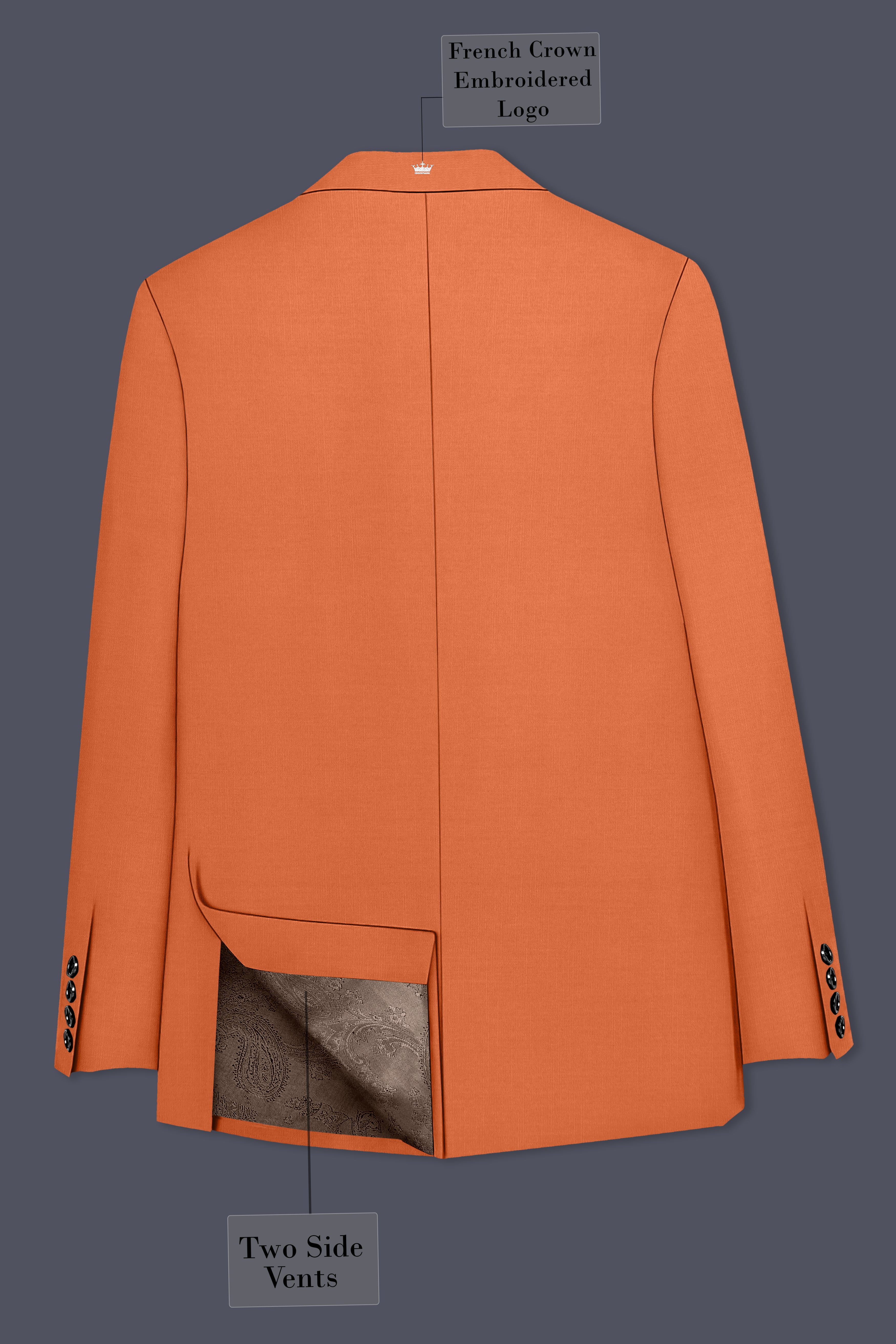 Prestige-Tuscany Orange Wool Rich Slight Stretch Double Breasted Blazer