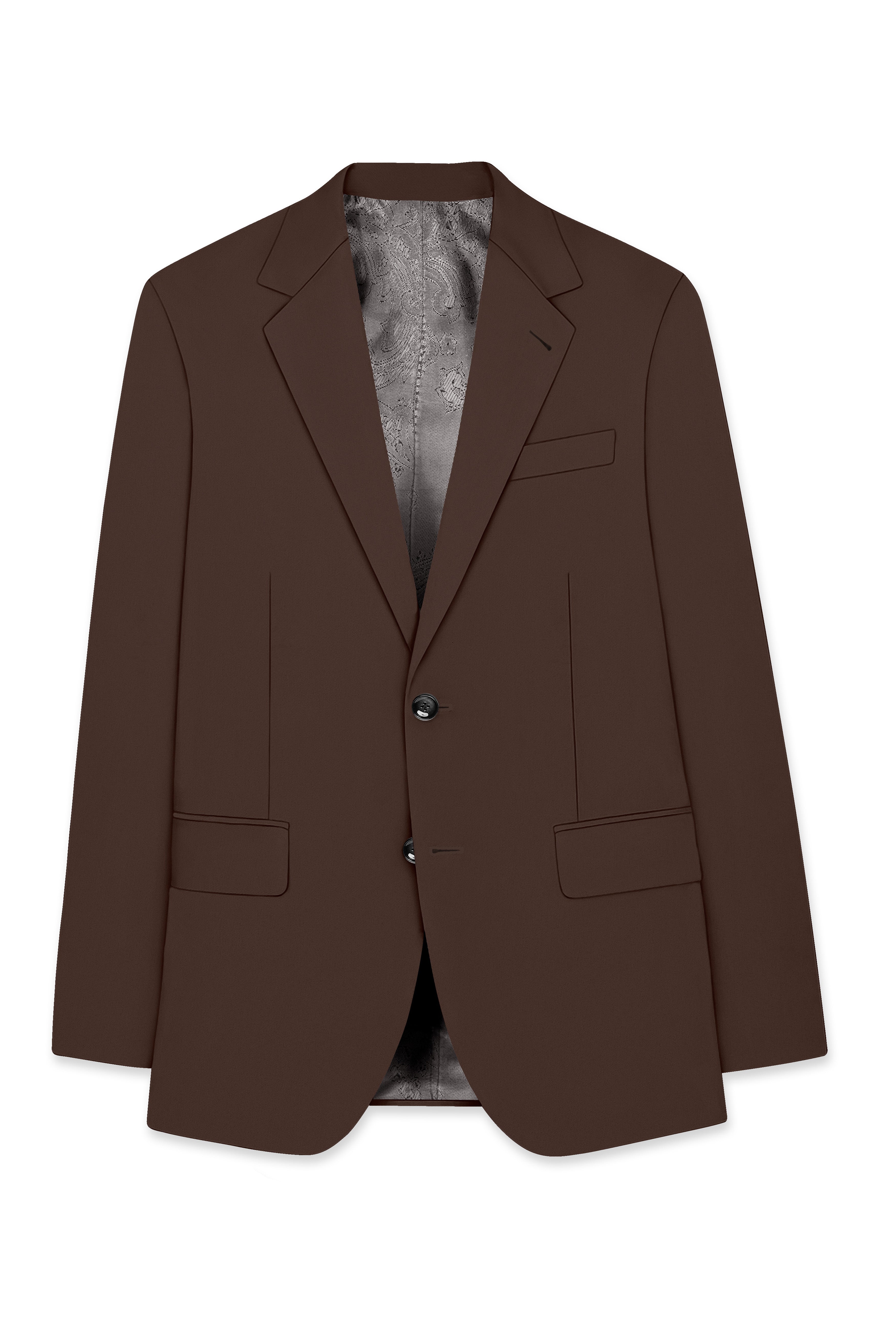 Dunaro-Taupe Brown Slight Stretch Subtle Sheen Poly-Viscose Single Breasted Blazer