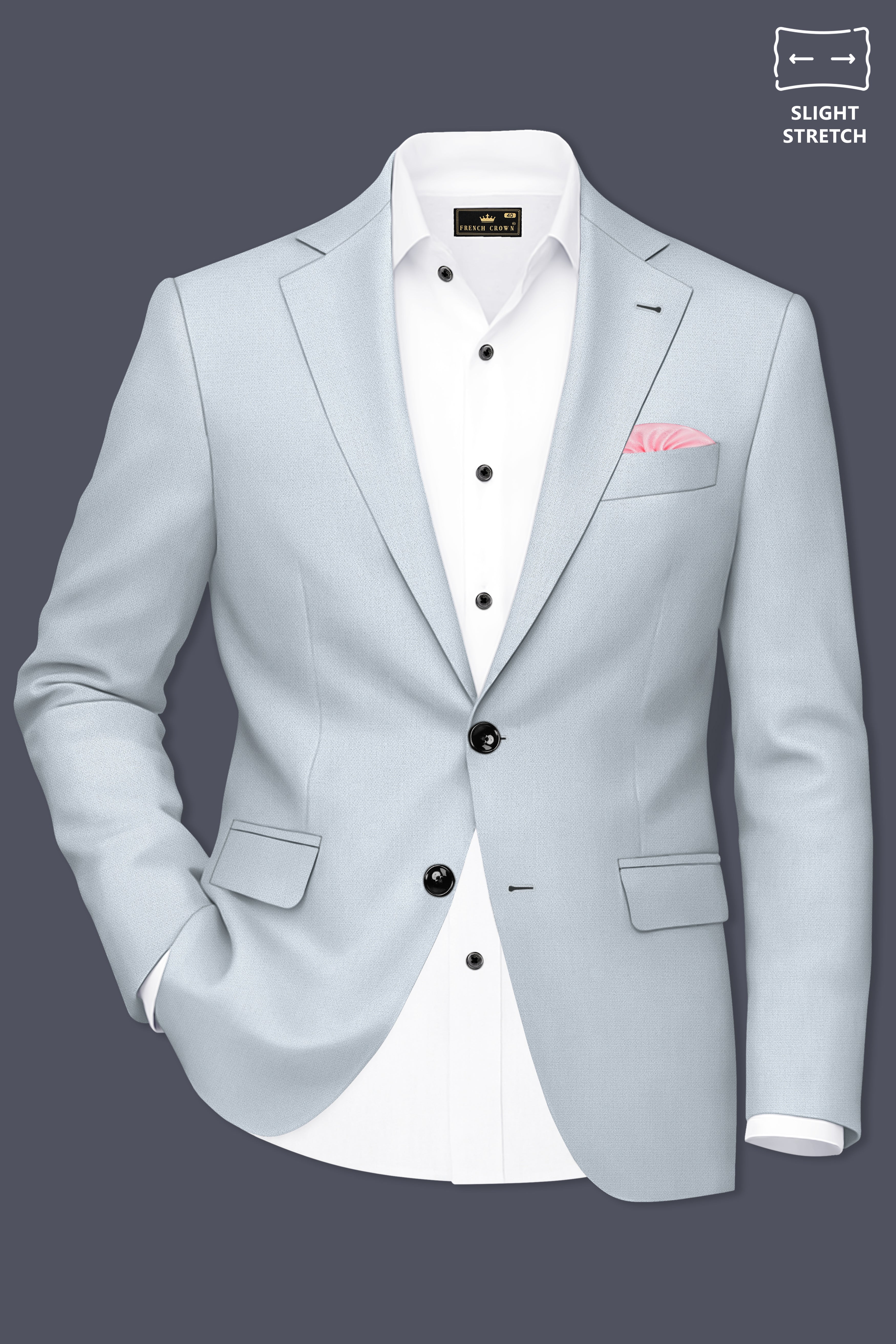 Prism-Chalice Gray Diamond Textured Wool Rich Slight Stretch Single Breasted Blazer