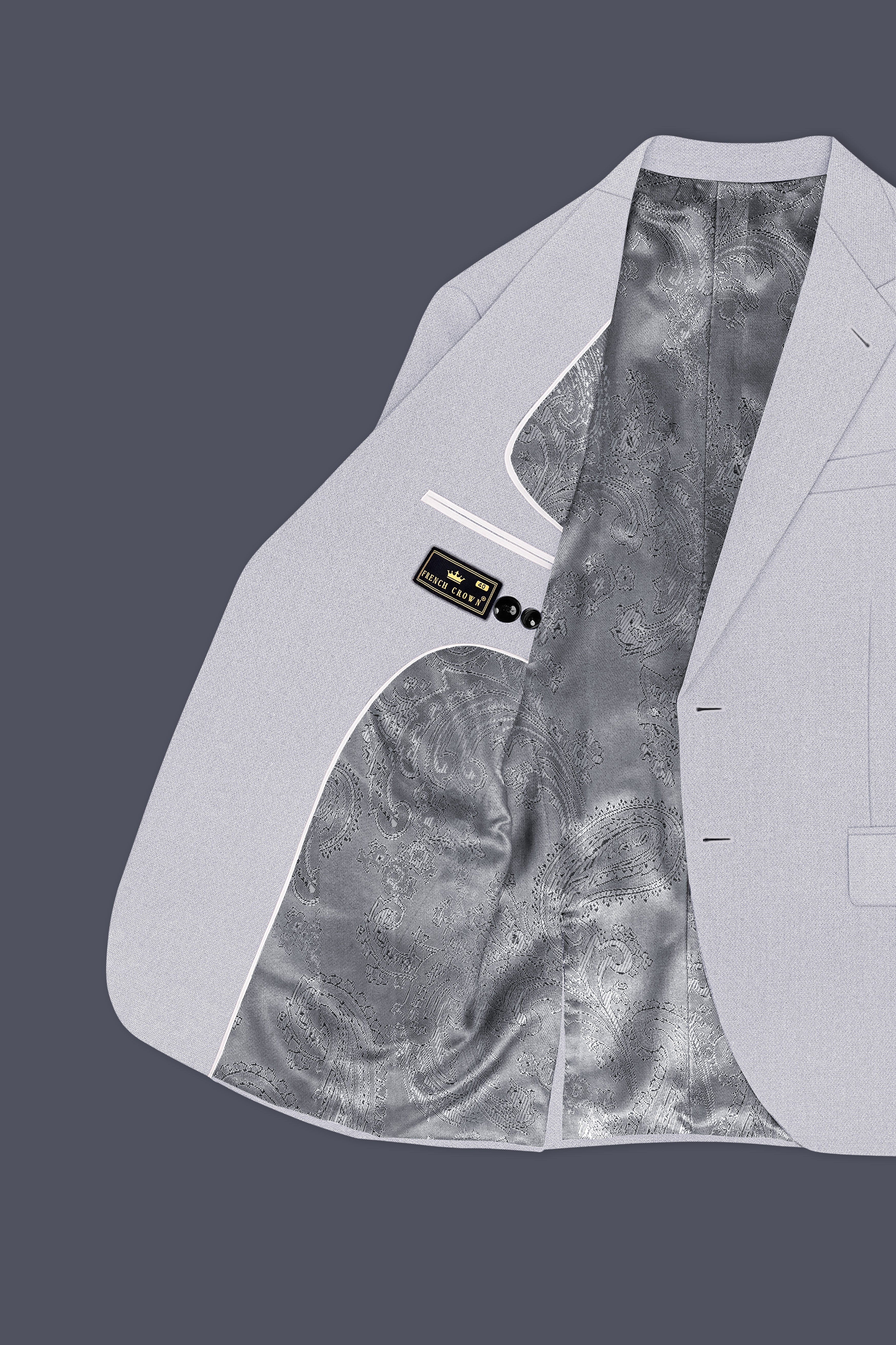 Prism-Chalice Gray Diamond Textured Wool Rich Slight Stretch Single Breasted Blazer
